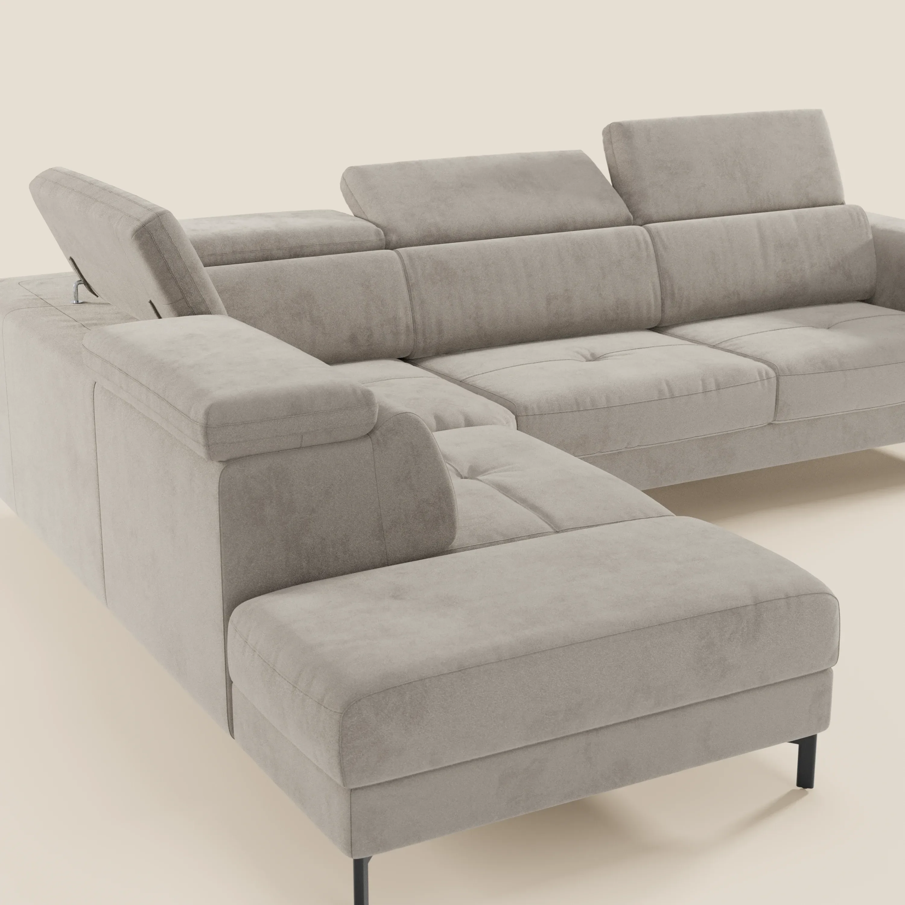 Capri canapé d'angle convertible avec Têtières Réglables et Matelas haute performance en Tissu Effet Velours Détachable T30 - Image 91