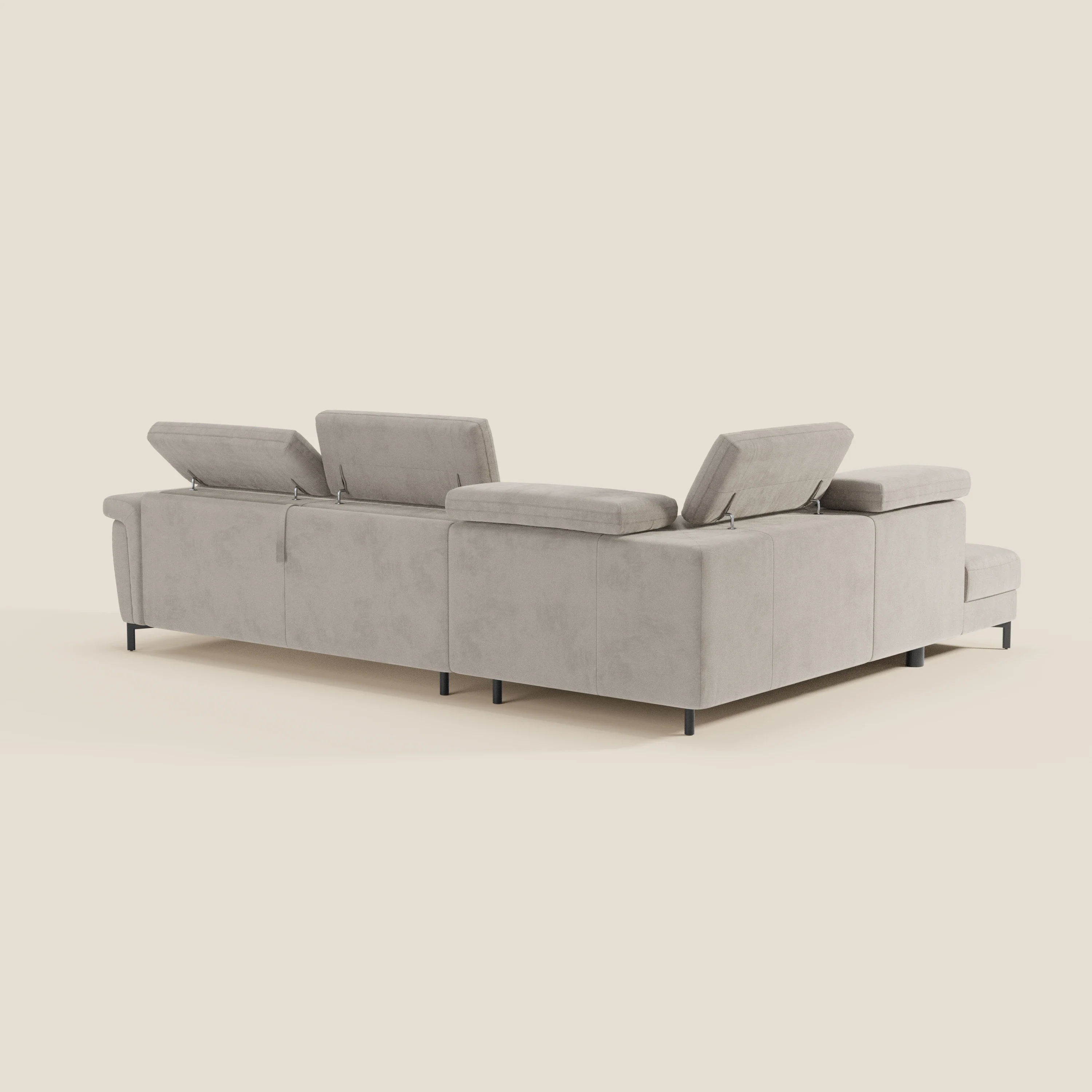 Capri canapé d'angle convertible avec Têtières Réglables et Matelas haute performance en Tissu Effet Velours Détachable T30 - Image 94