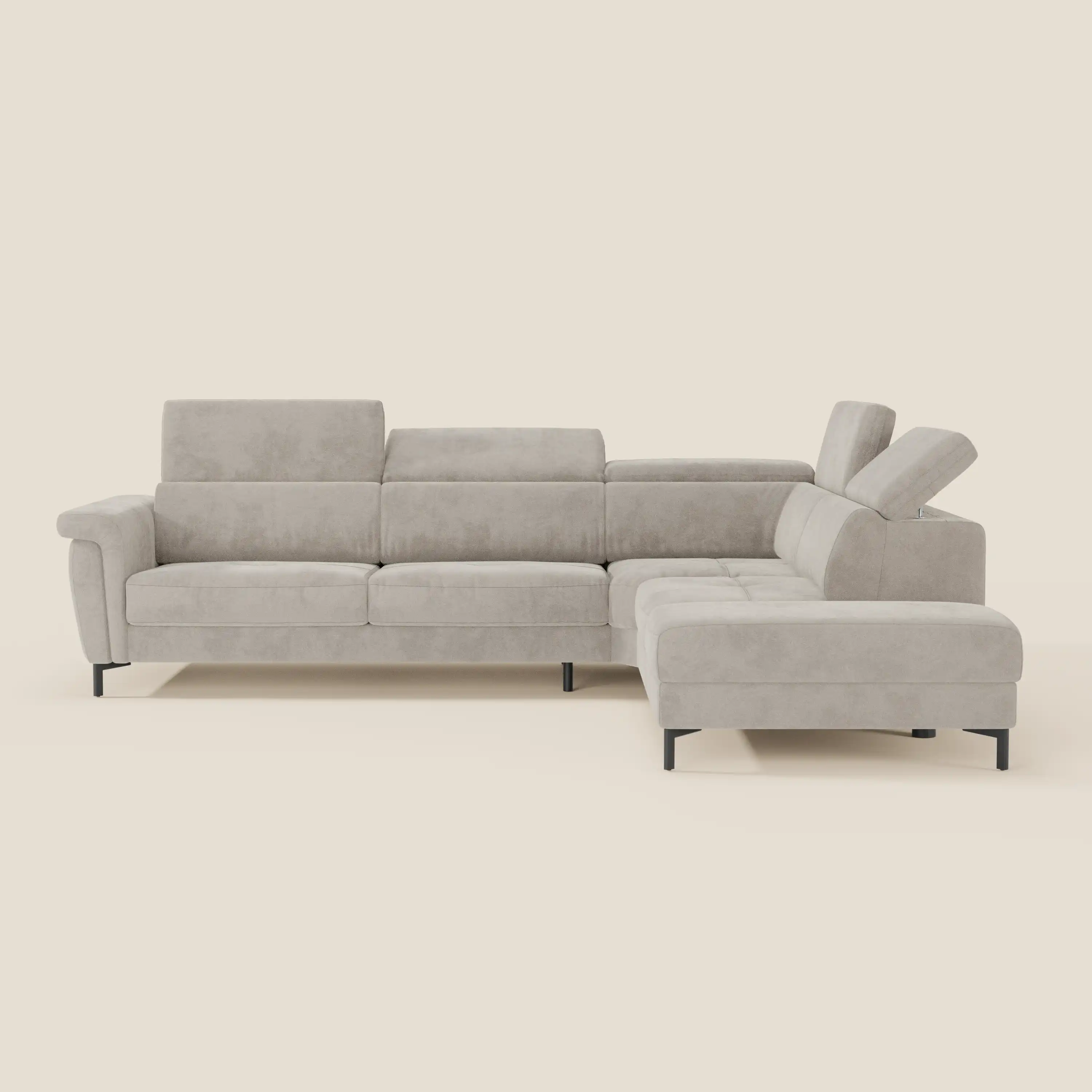Capri canapé d'angle convertible avec Têtières Réglables et Matelas haute performance en Tissu Effet Velours Détachable T30 - Image 98