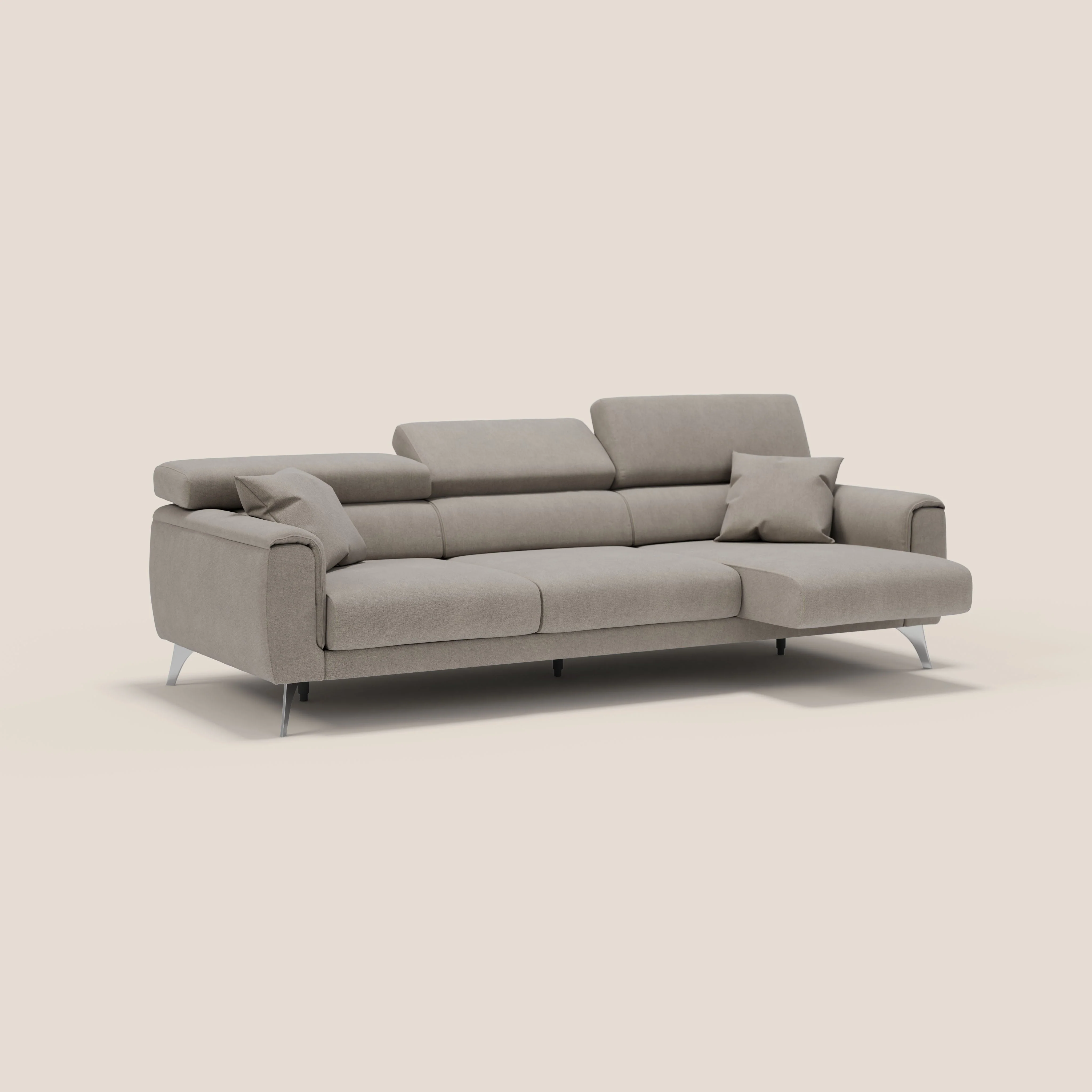 Caravaggio canapé 3 assises extensibles et têtières réglables en tissu imperméable T02 beige - Image 2