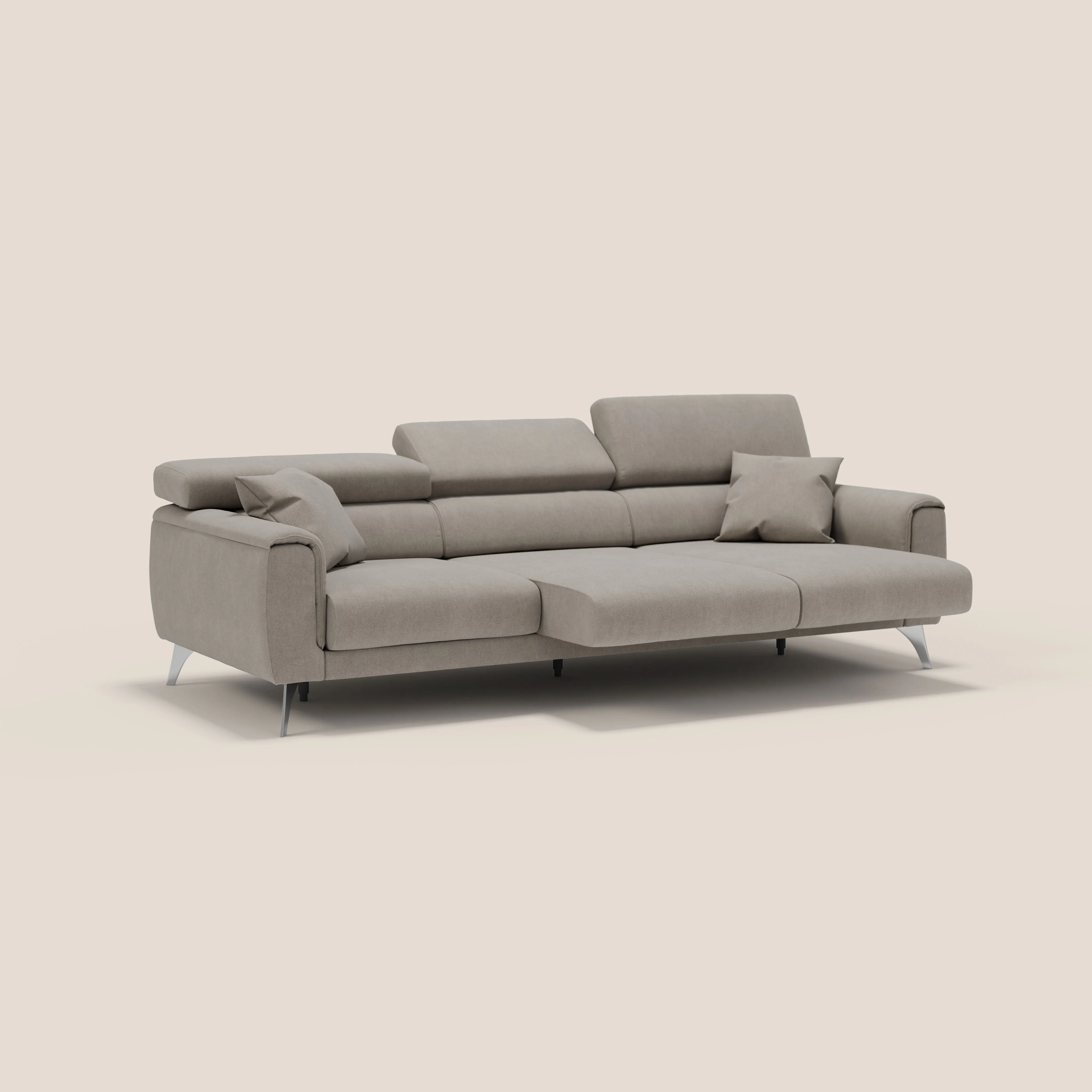 Caravaggio canapé 3 assises extensibles et têtières réglables en tissu imperméable T02 beige - Image 4