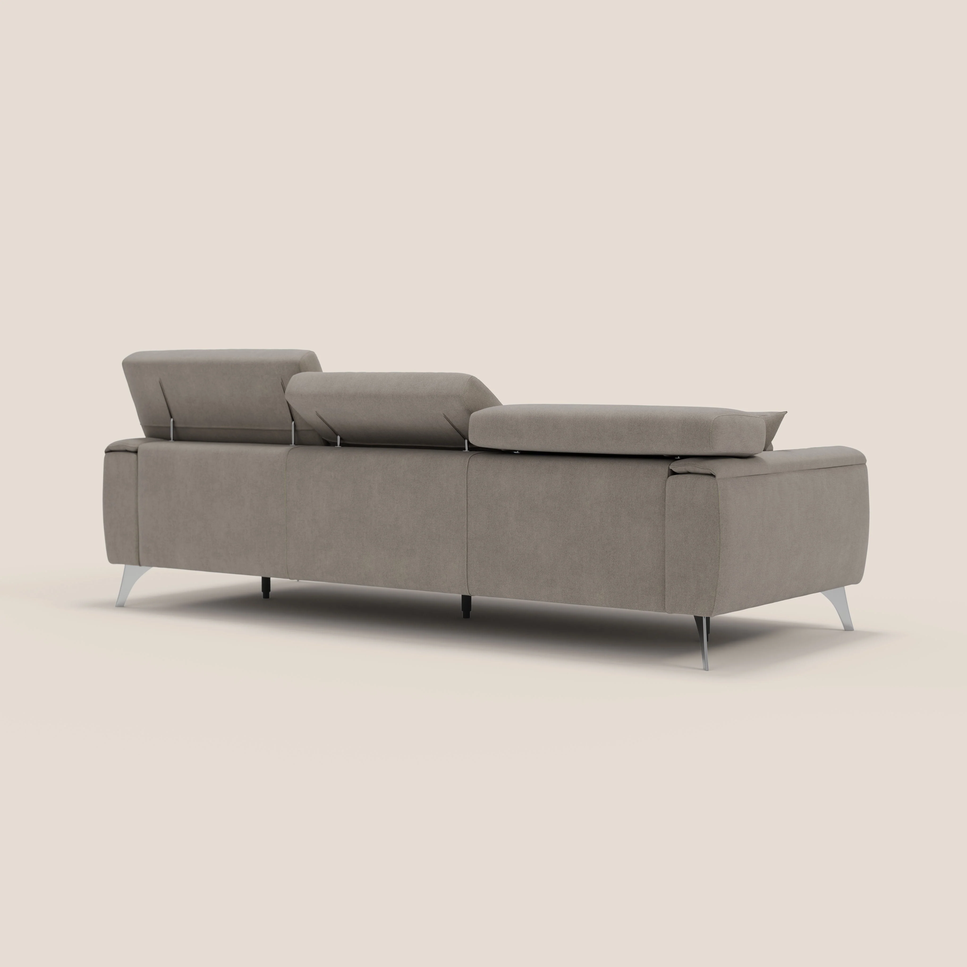 Caravaggio canapé 3 assises extensibles et têtières réglables en tissu imperméable T02 beige - Image 7