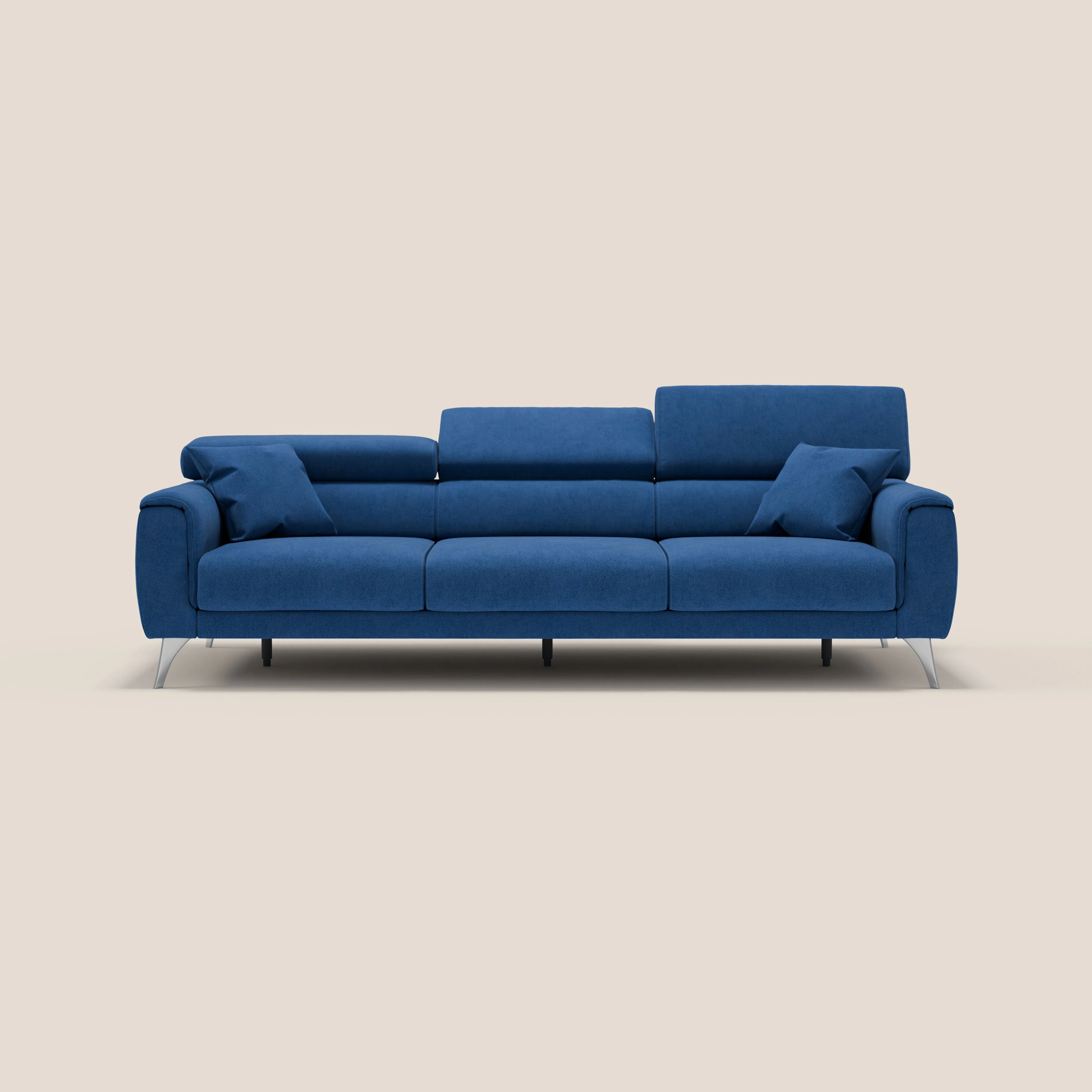 Caravaggio canapé 3 assises extensibles et têtières réglables en tissu imperméable T02 bleu