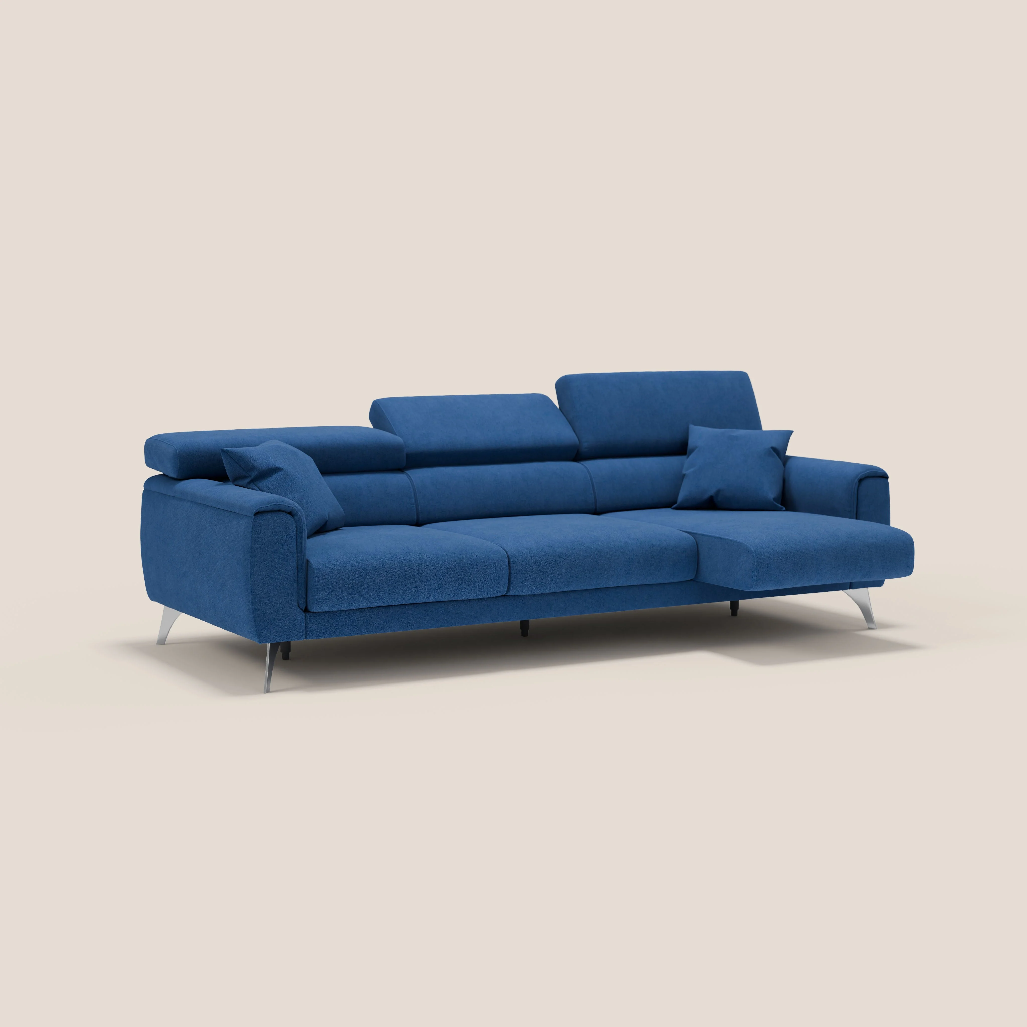 Caravaggio canapé 3 assises extensibles et têtières réglables en tissu imperméable T02 bleu - Image 2