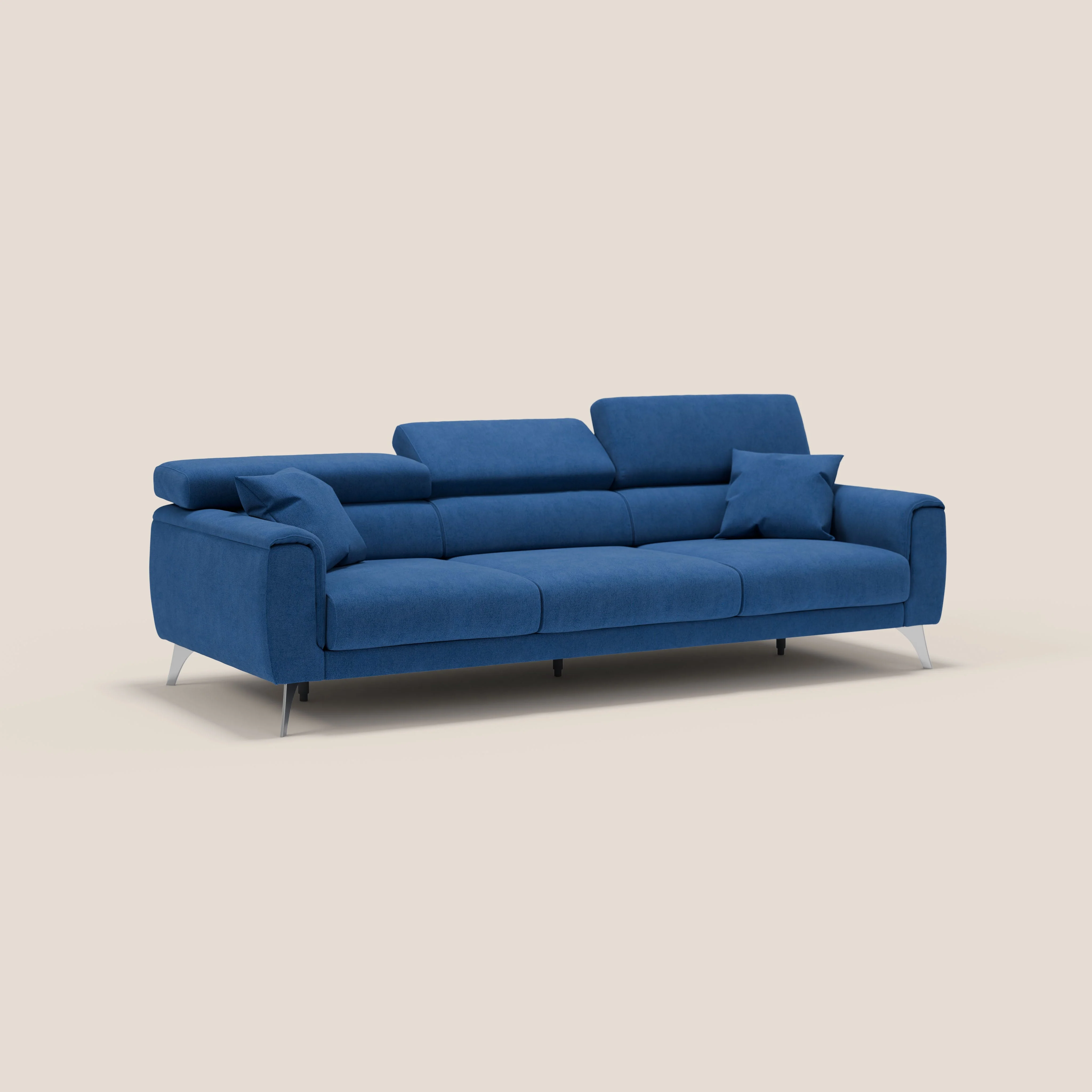 Caravaggio canapé 3 assises extensibles et têtières réglables en tissu imperméable T02 bleu - Image 3