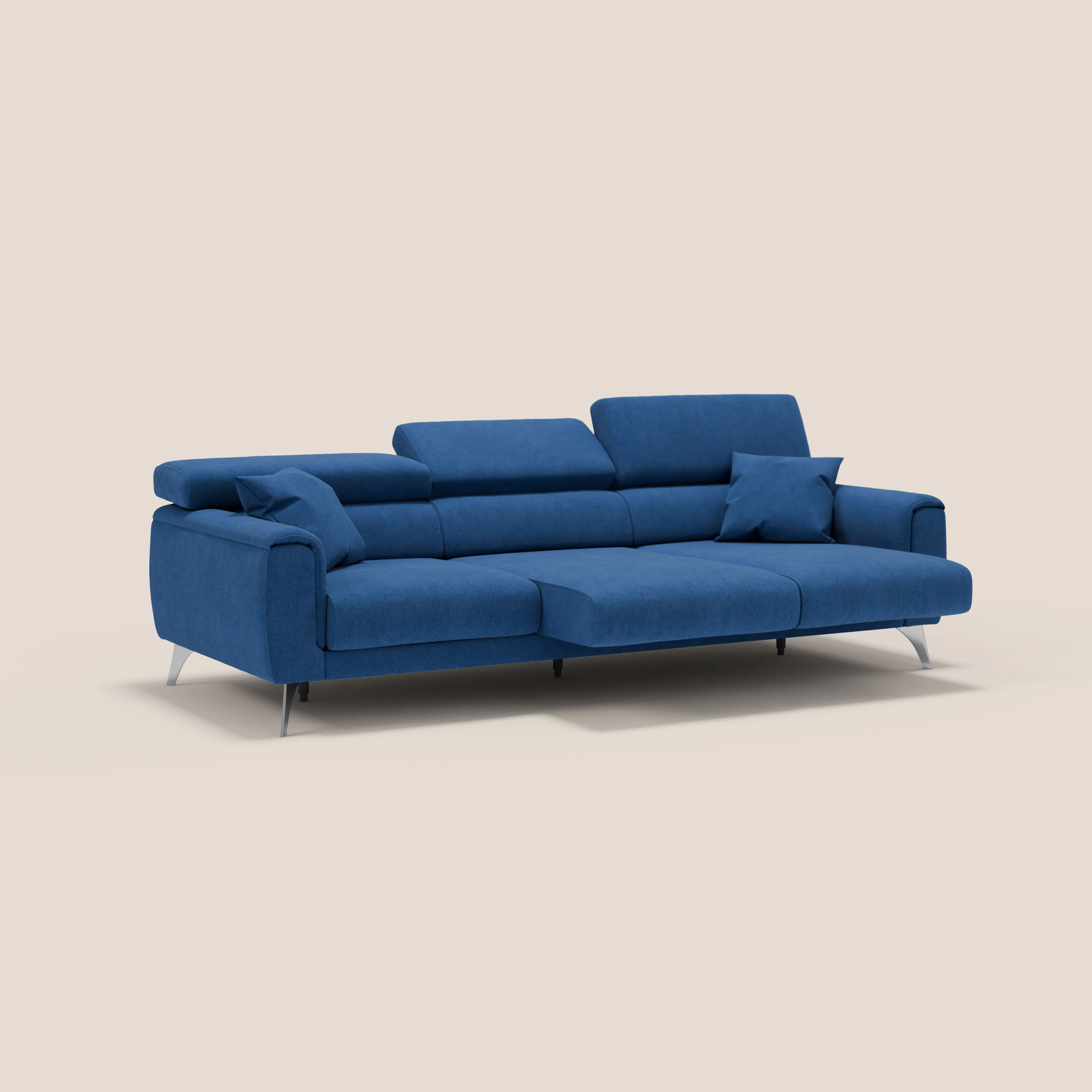 Caravaggio canapé 3 assises extensibles et têtières réglables en tissu imperméable T02 bleu - Image 4