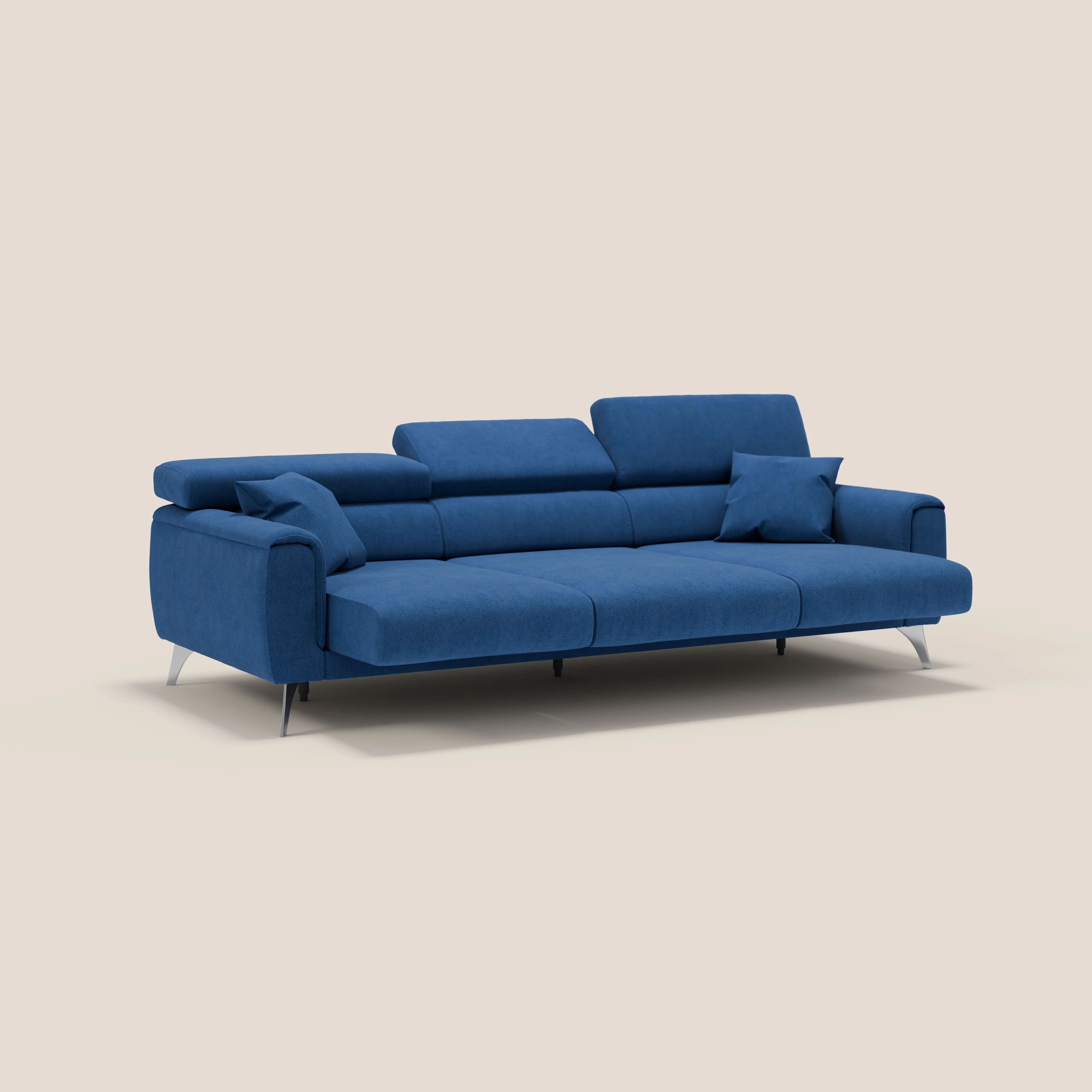 Caravaggio canapé 3 assises extensibles et têtières réglables en tissu imperméable T02 bleu - Image 5