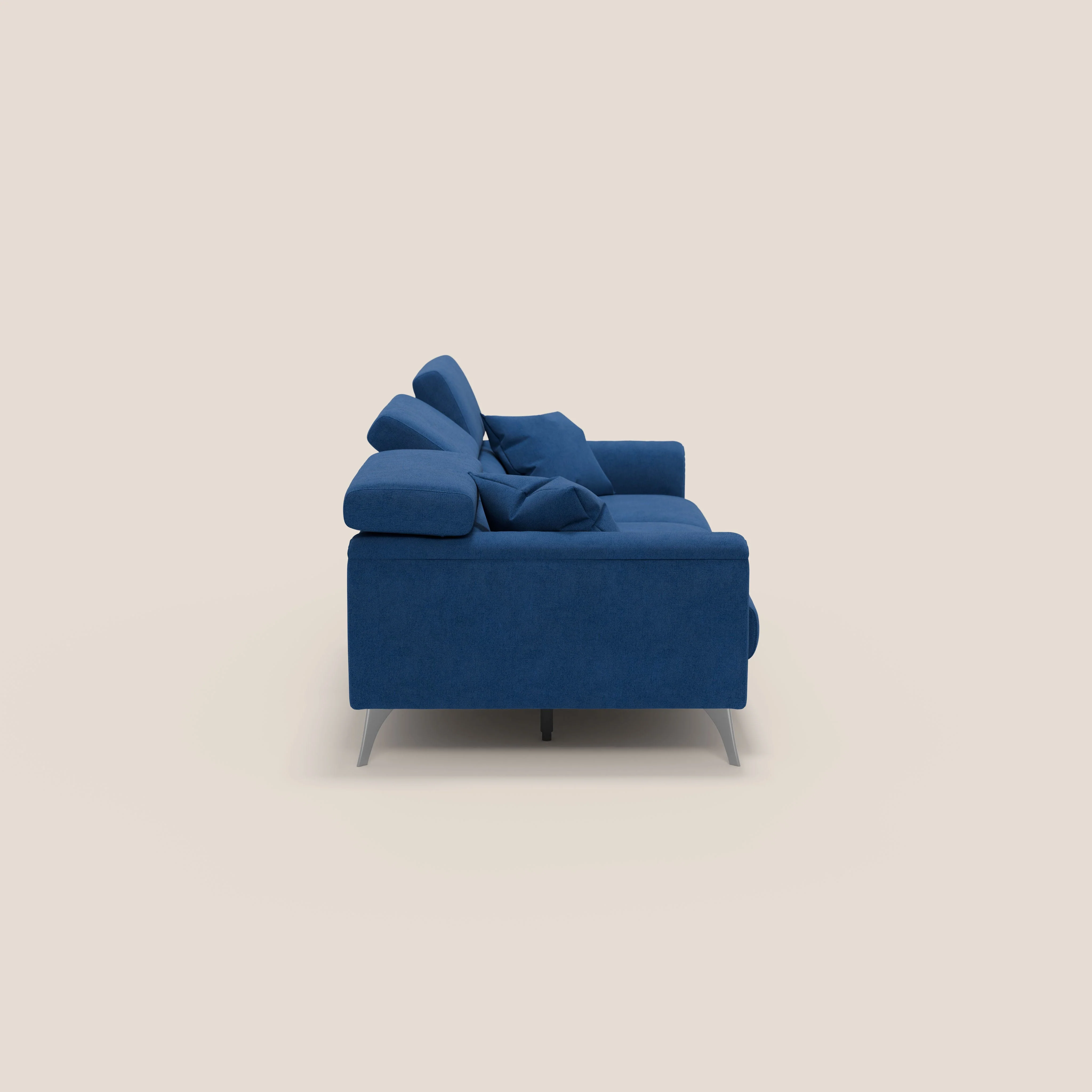 Caravaggio canapé 3 assises extensibles et têtières réglables en tissu imperméable T02 bleu - Image 6