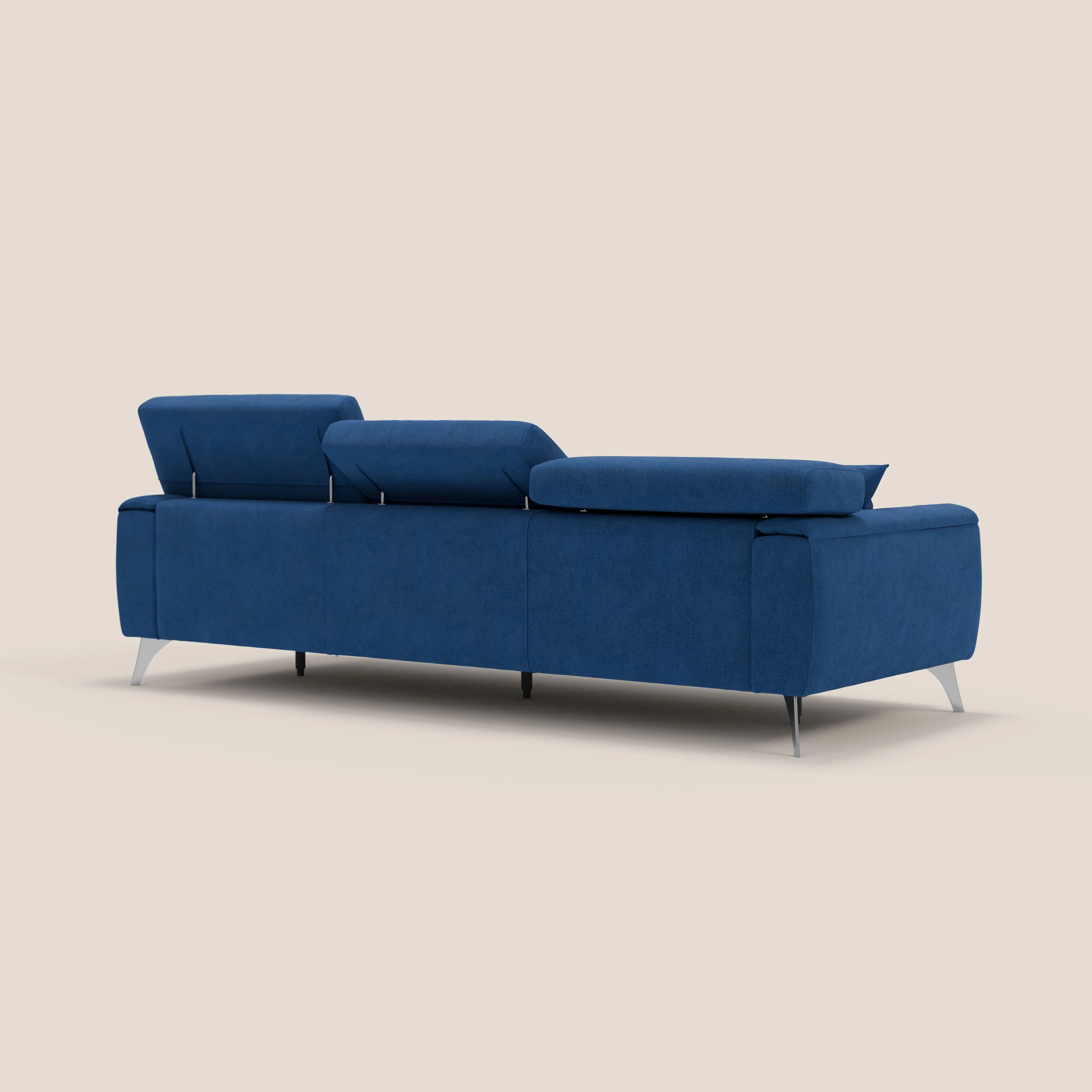 Caravaggio canapé 3 assises extensibles et têtières réglables en tissu imperméable T02 bleu - Image 7