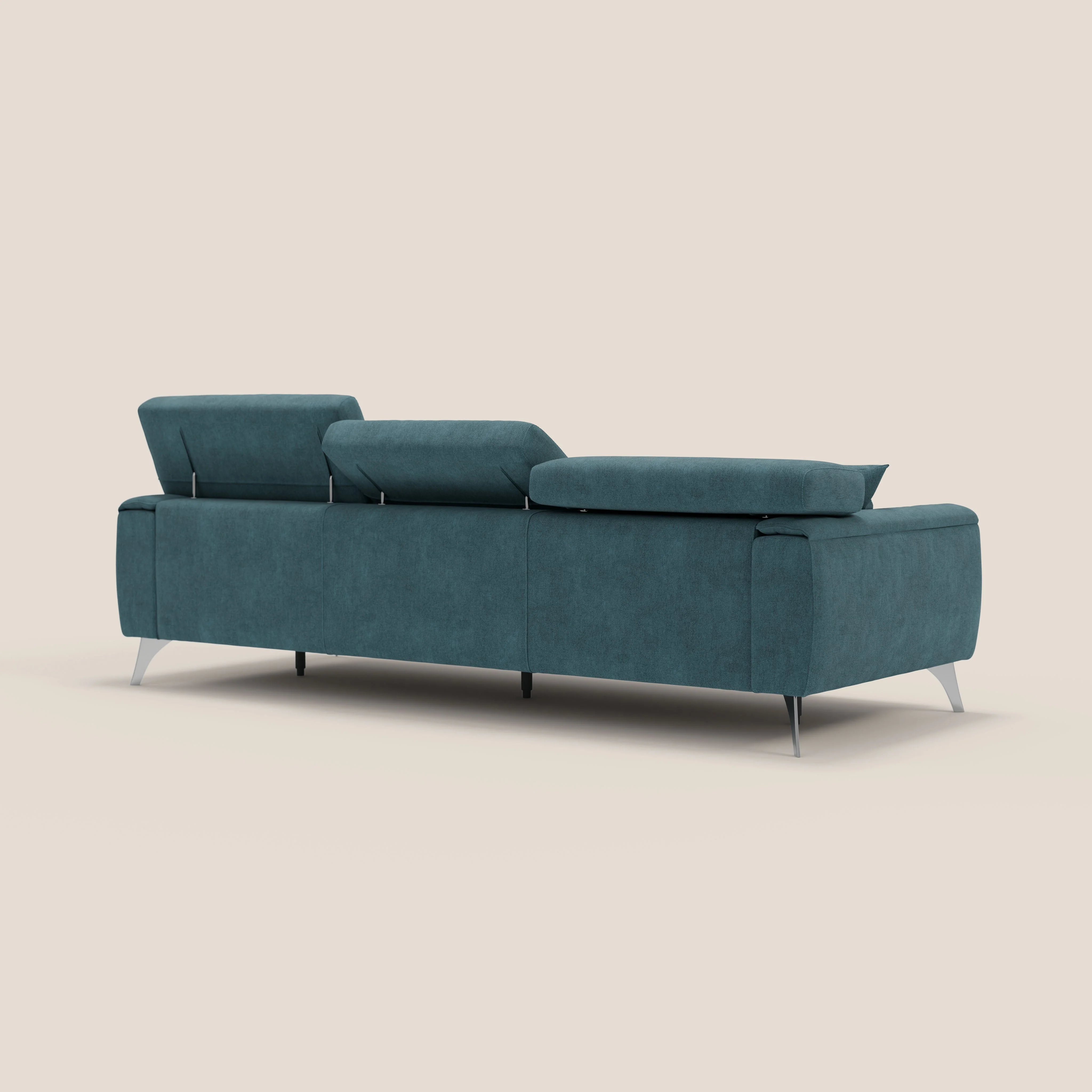 Caravaggio canapé 3 assises extensibles et têtières réglables en tissu imperméable T02 bleu canard - Image 8
