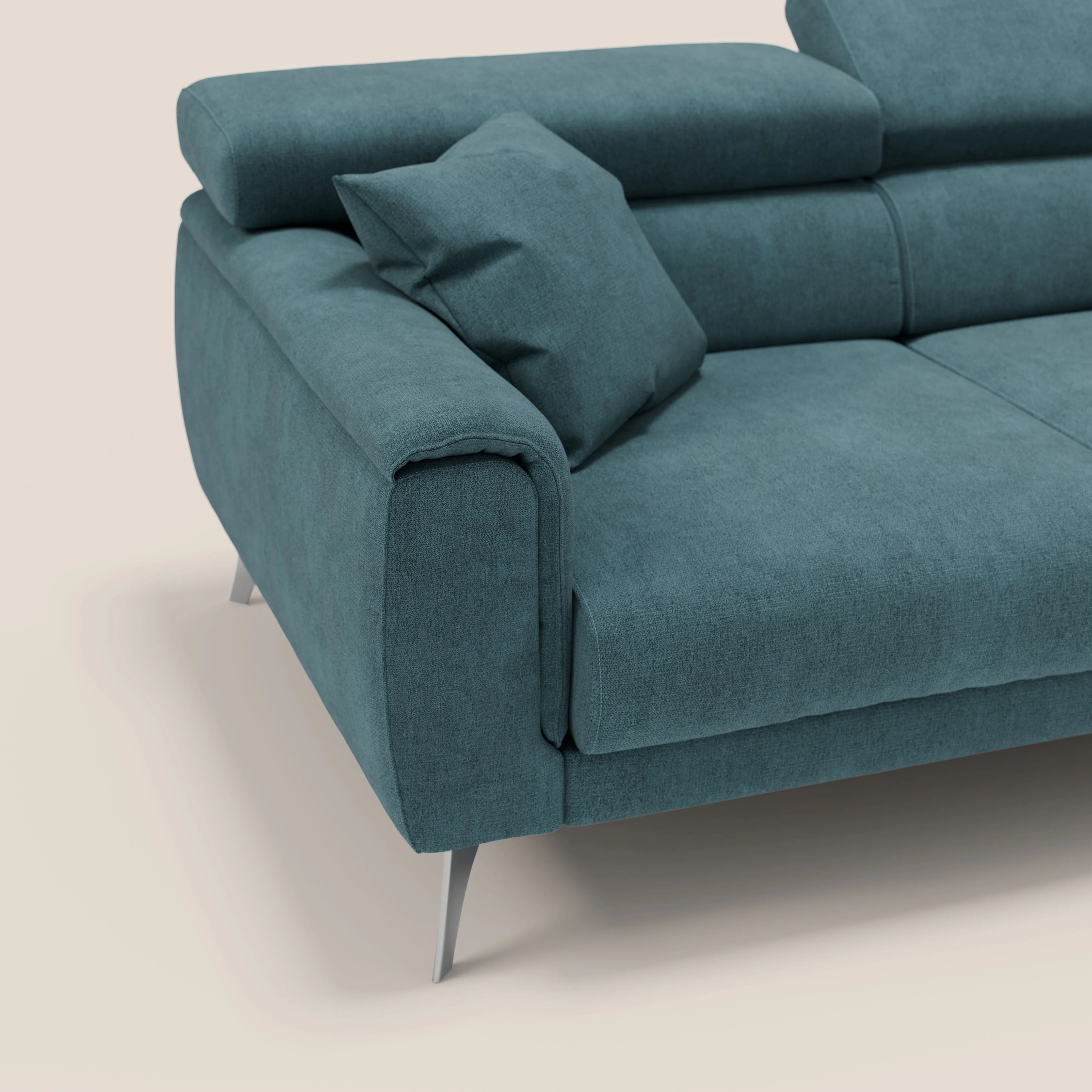 Caravaggio canapé 3 assises extensibles et têtières réglables en tissu imperméable T02 bleu canard - Image 9
