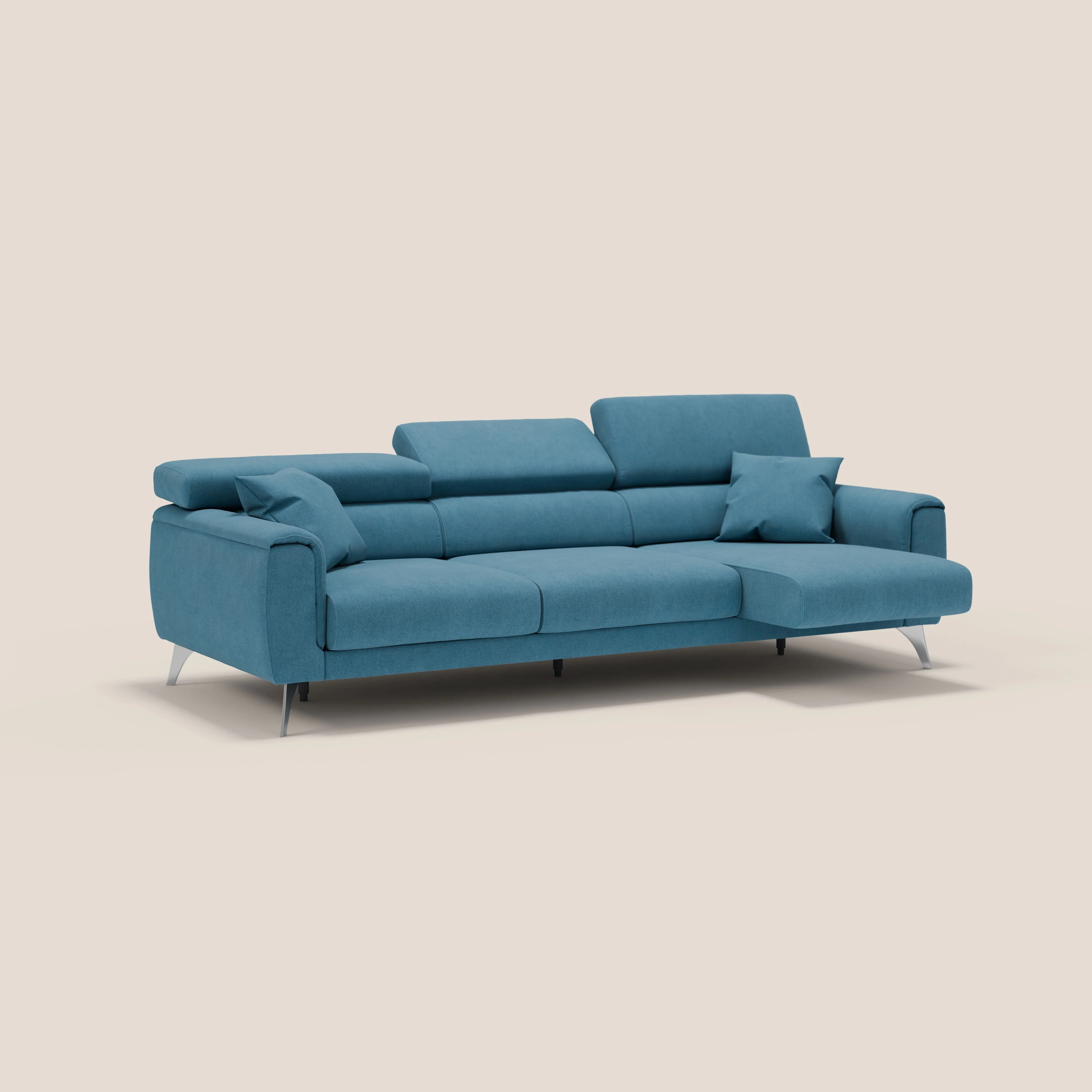 Caravaggio canapé 3 assises extensibles et têtières réglables en tissu imperméable T02 bleu clair - Image 2