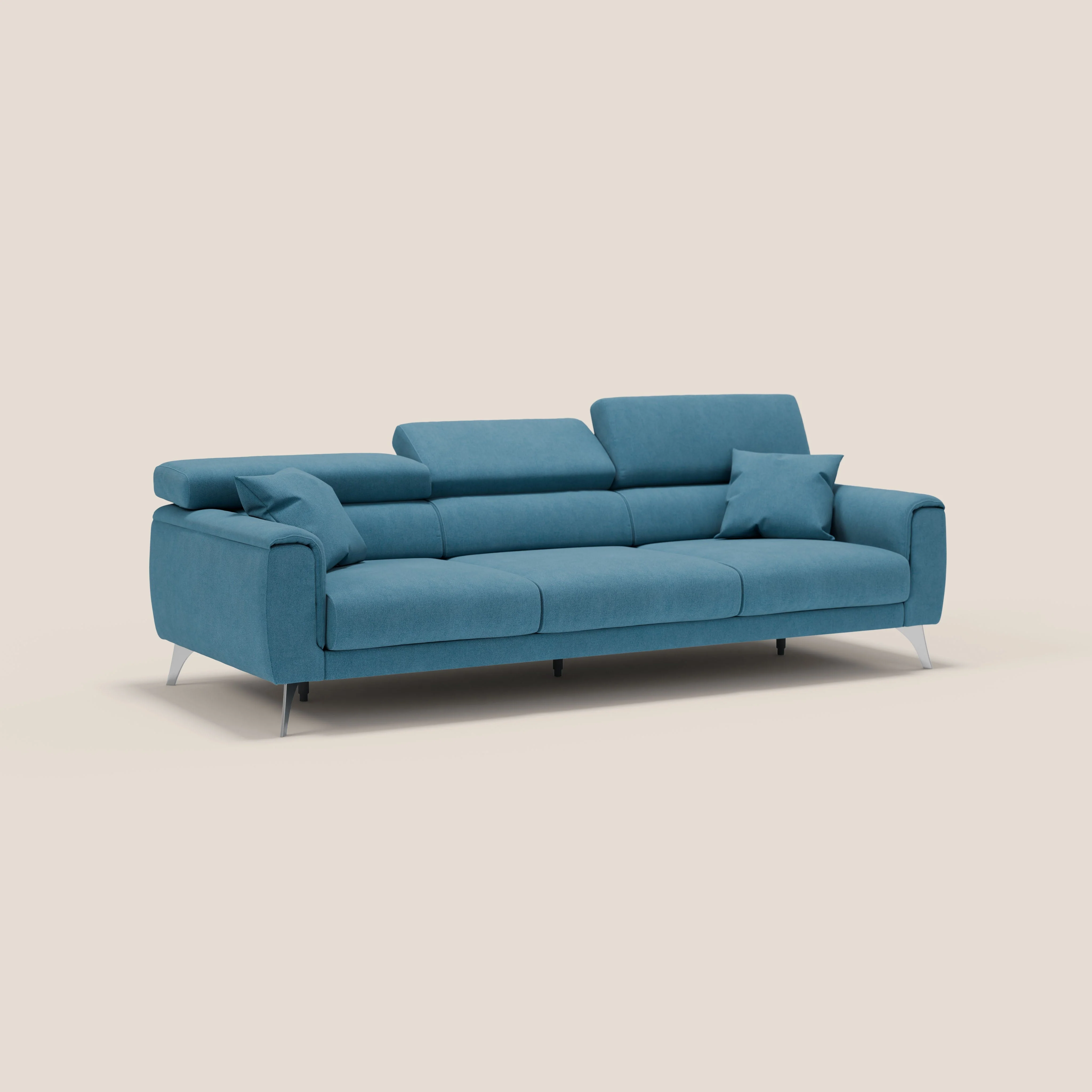 Caravaggio canapé 3 assises extensibles et têtières réglables en tissu imperméable T02 bleu clair - Image 3