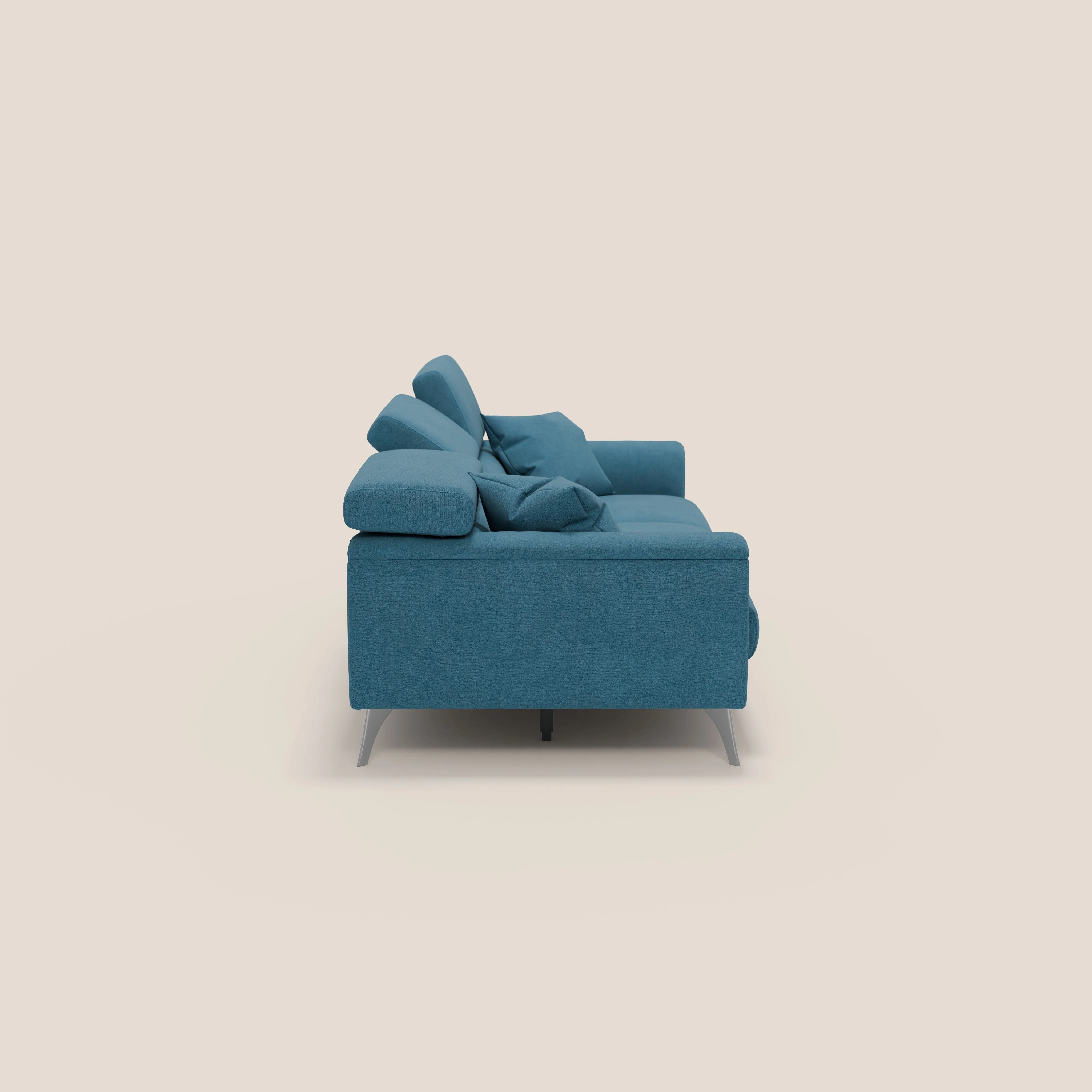 Caravaggio canapé 3 assises extensibles et têtières réglables en tissu imperméable T02 bleu clair - Image 6