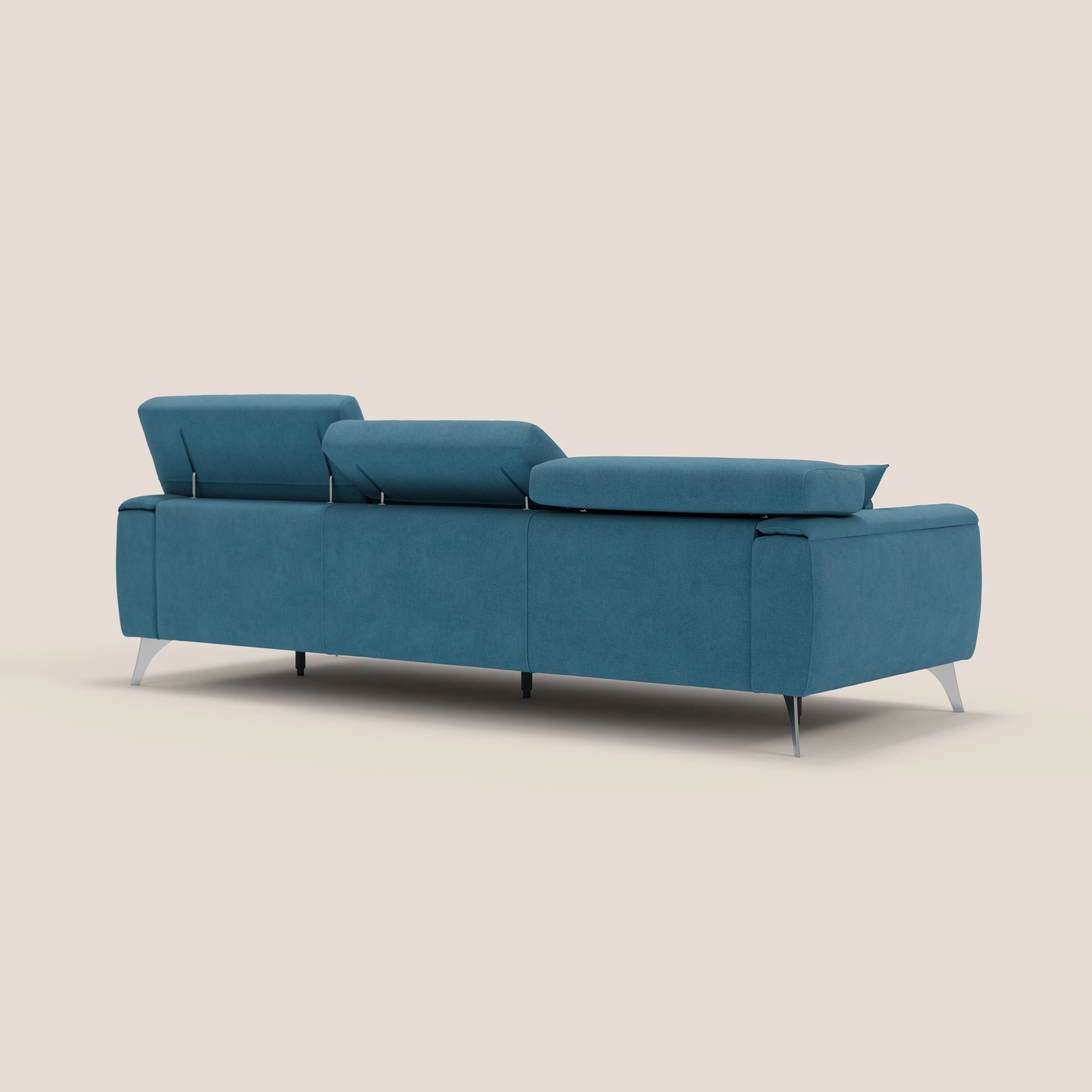 Caravaggio canapé 3 assises extensibles et têtières réglables en tissu imperméable T02 bleu clair - Image 7