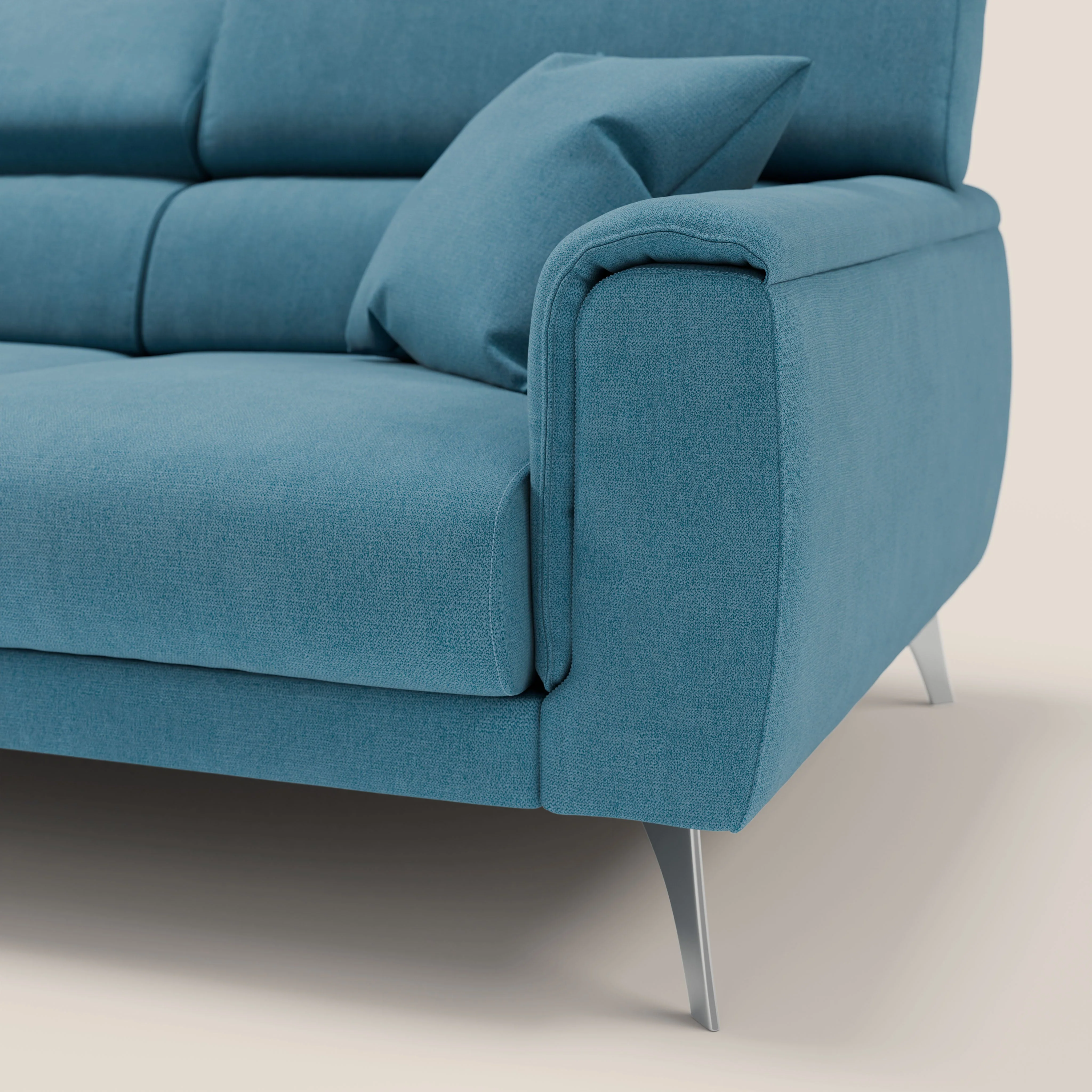 Caravaggio canapé 3 assises extensibles et têtières réglables en tissu imperméable T02 bleu clair - Image 9