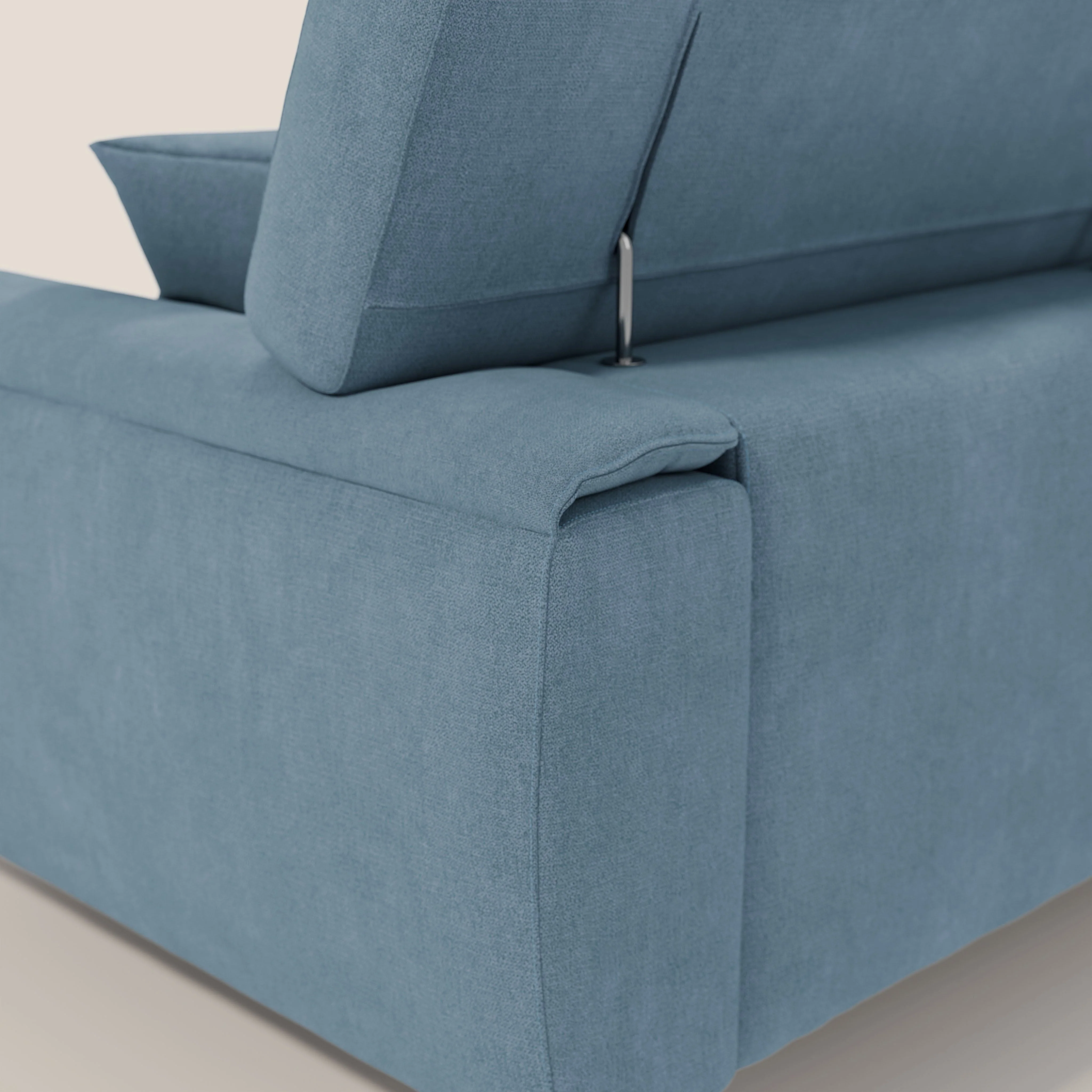 Caravaggio canapé 3 assises extensibles et têtières réglables en tissu imperméable T02 bleu gris - Image 10