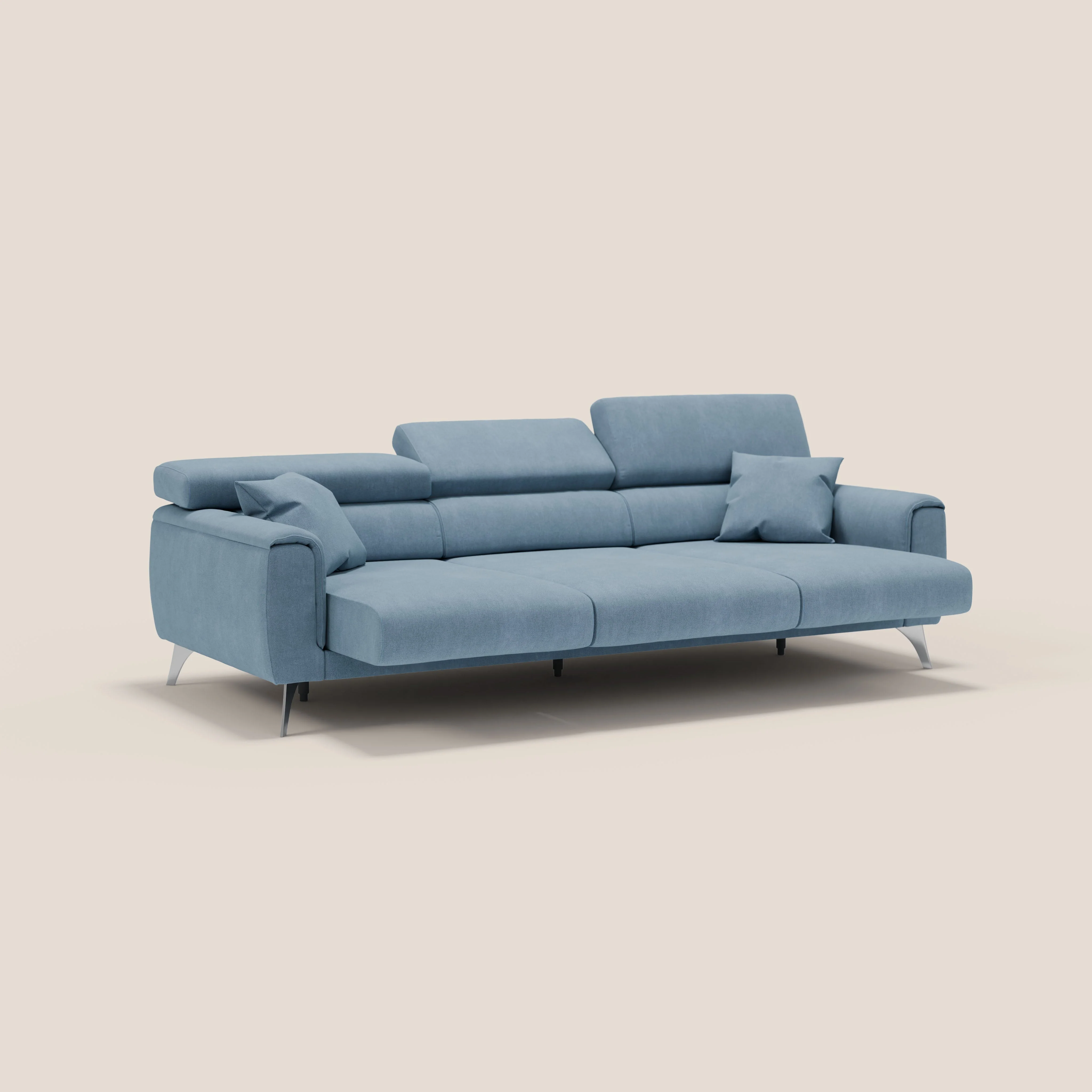 Caravaggio canapé 3 assises extensibles et têtières réglables en tissu imperméable T02 bleu gris - Image 5