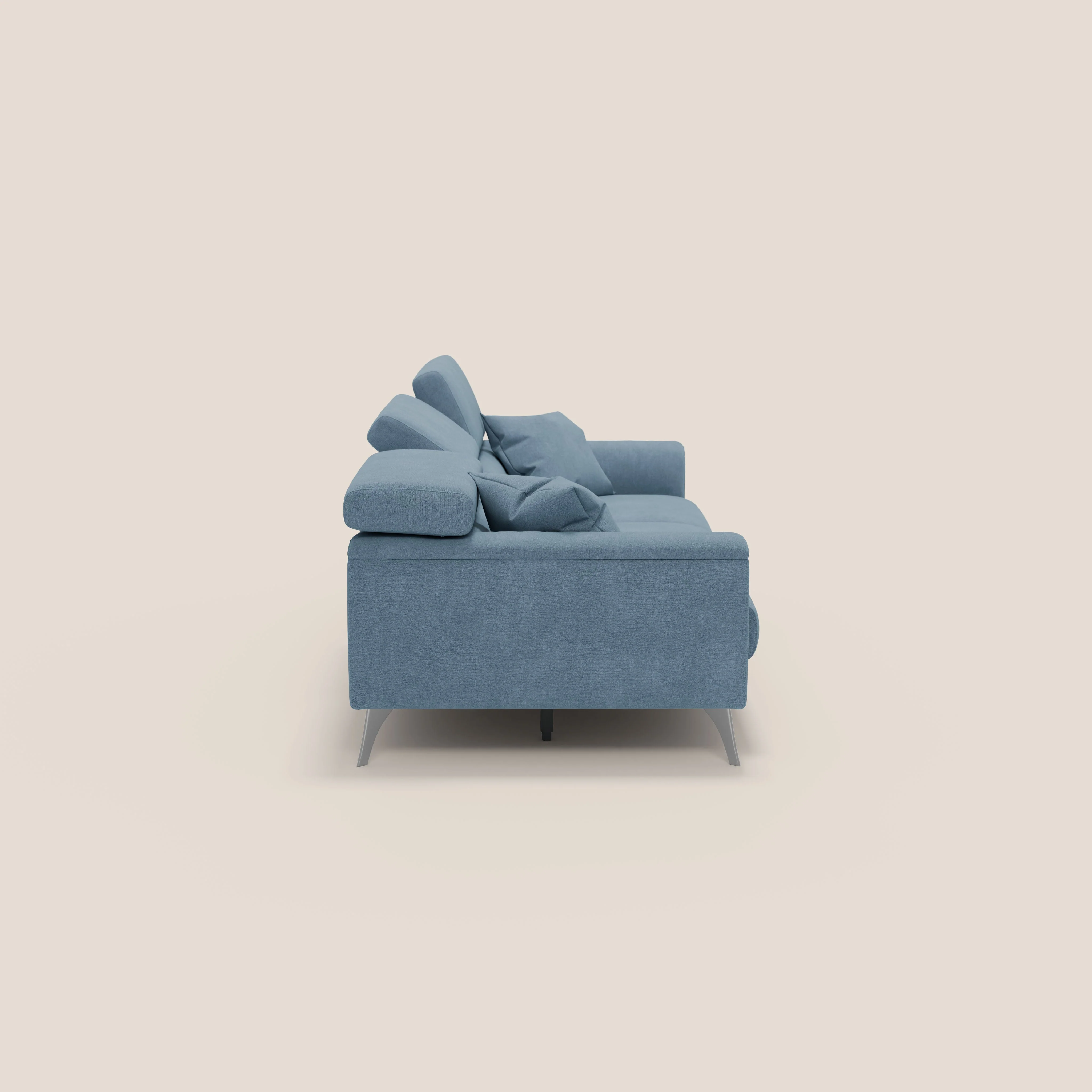 Caravaggio canapé 3 assises extensibles et têtières réglables en tissu imperméable T02 bleu gris - Image 6