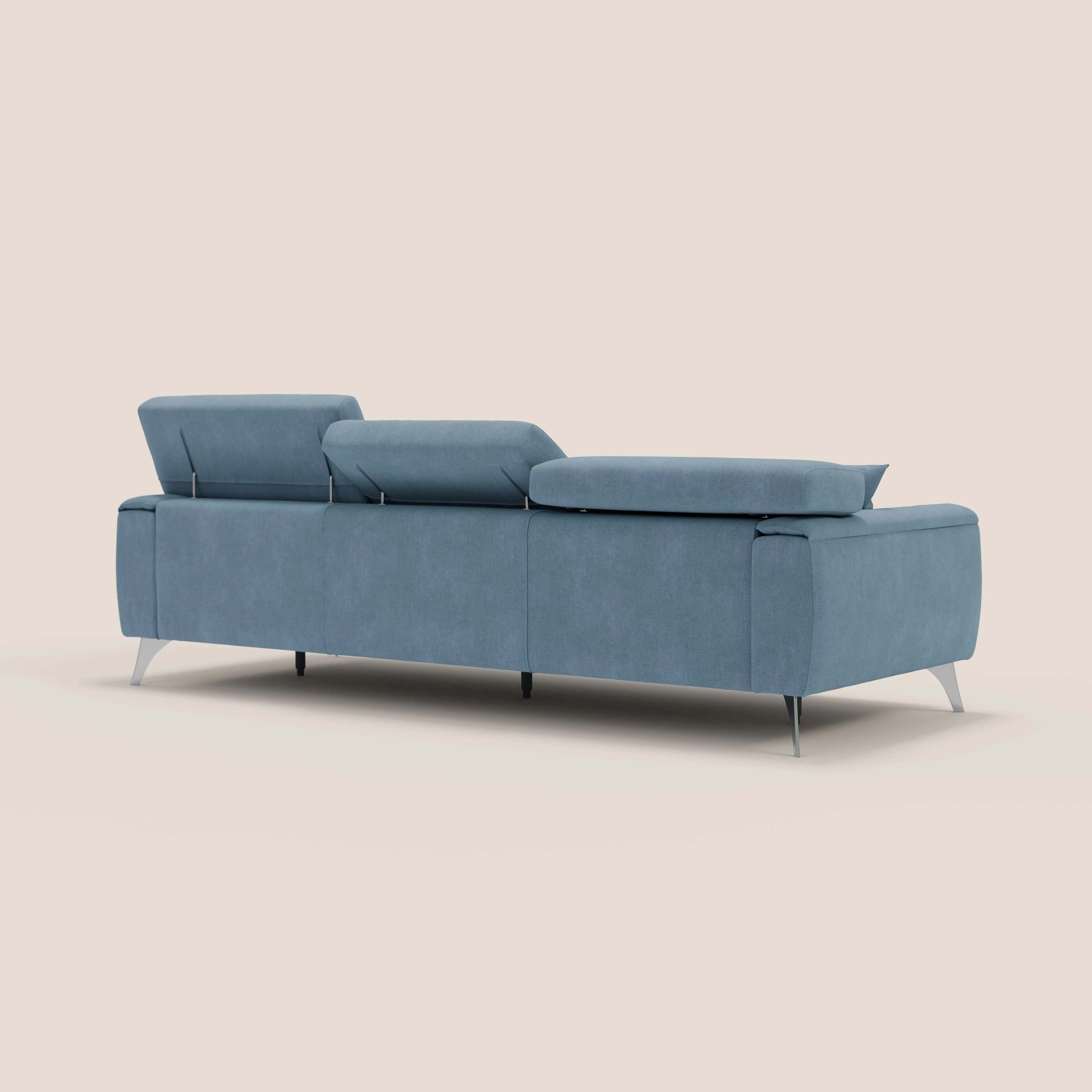 Caravaggio canapé 3 assises extensibles et têtières réglables en tissu imperméable T02 bleu gris - Image 7