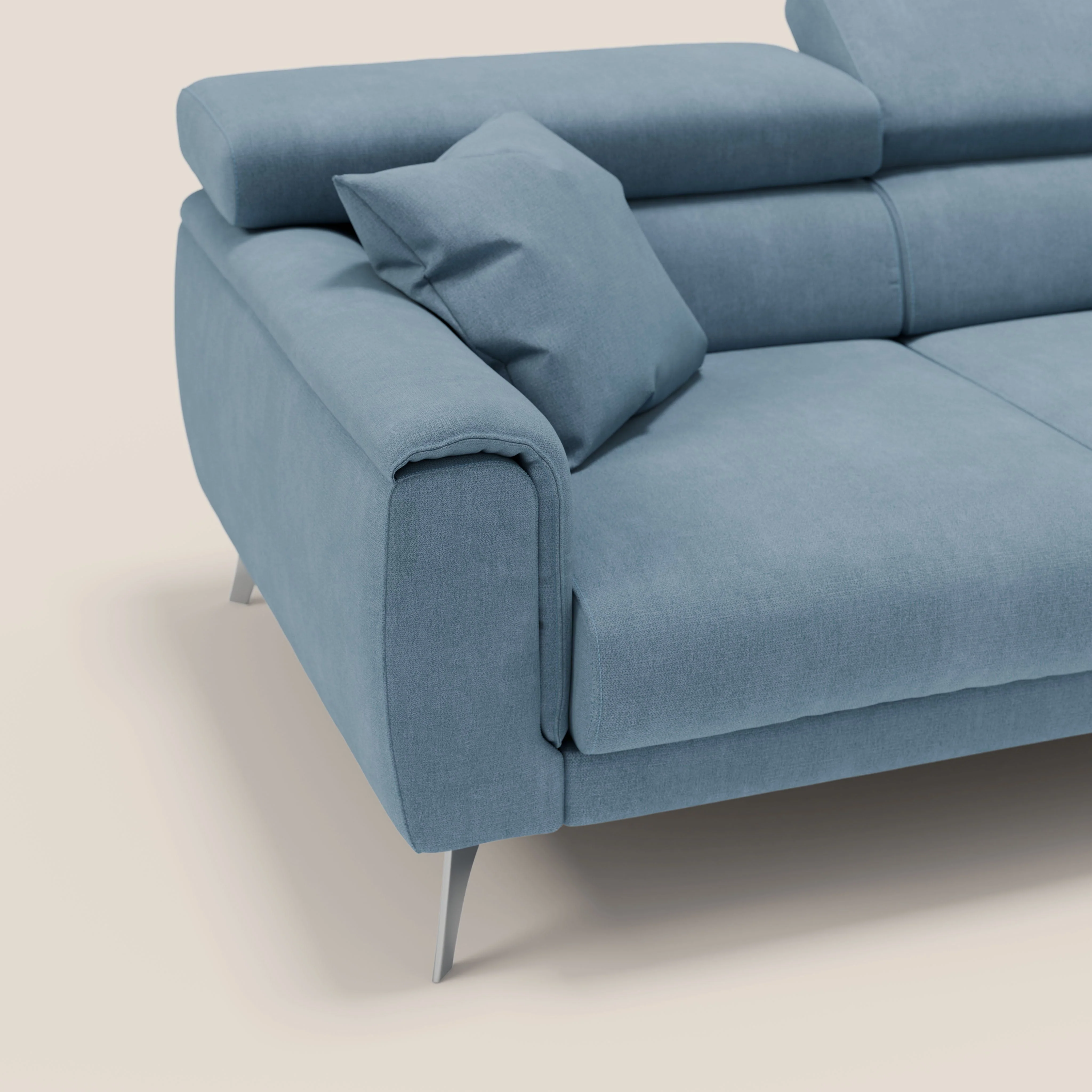 Caravaggio canapé 3 assises extensibles et têtières réglables en tissu imperméable T02 bleu gris - Image 8