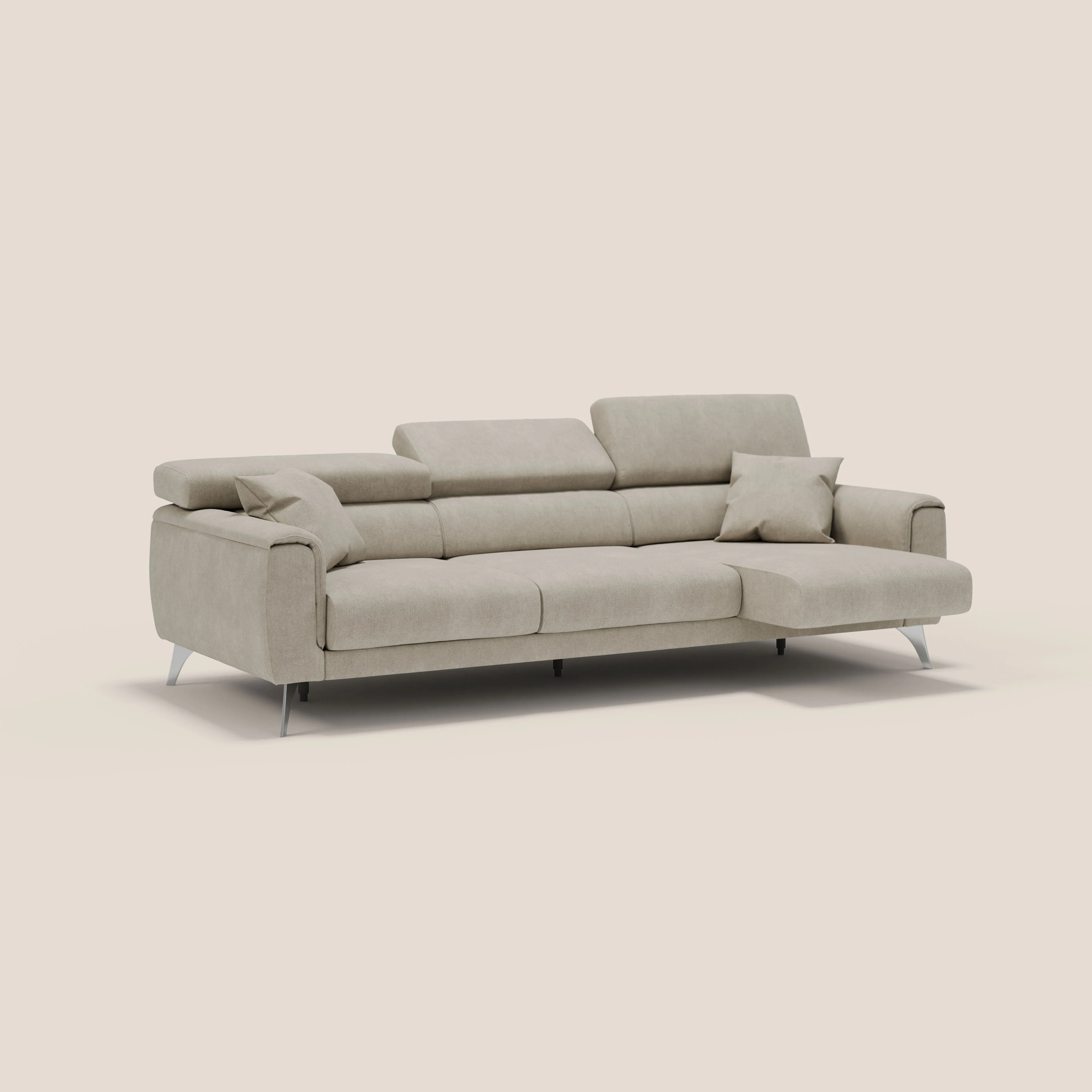 Caravaggio canapé 3 assises extensibles et têtières réglables en tissu imperméable T02 crème - Image 2