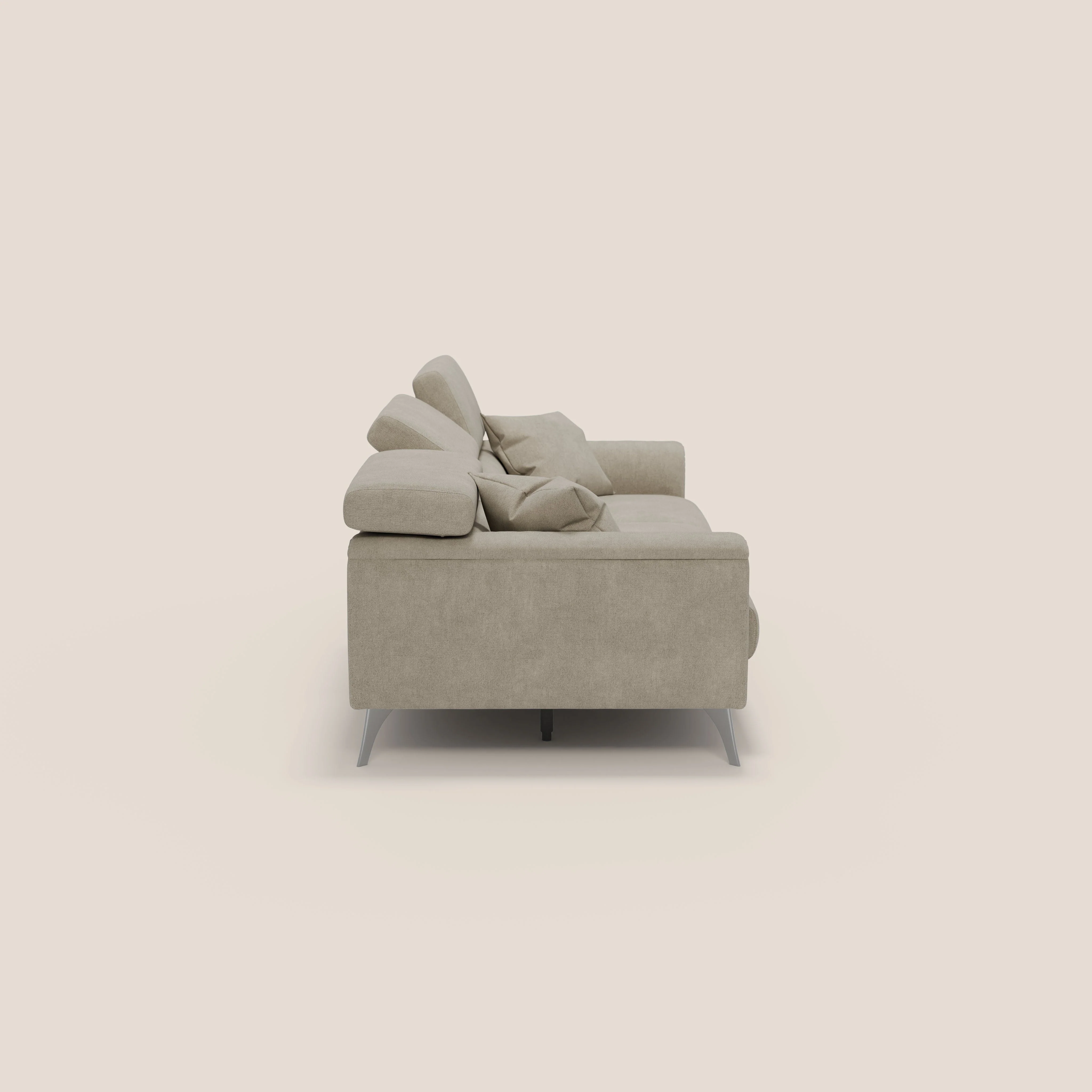 Caravaggio canapé 3 assises extensibles et têtières réglables en tissu imperméable T02 crème - Image 6