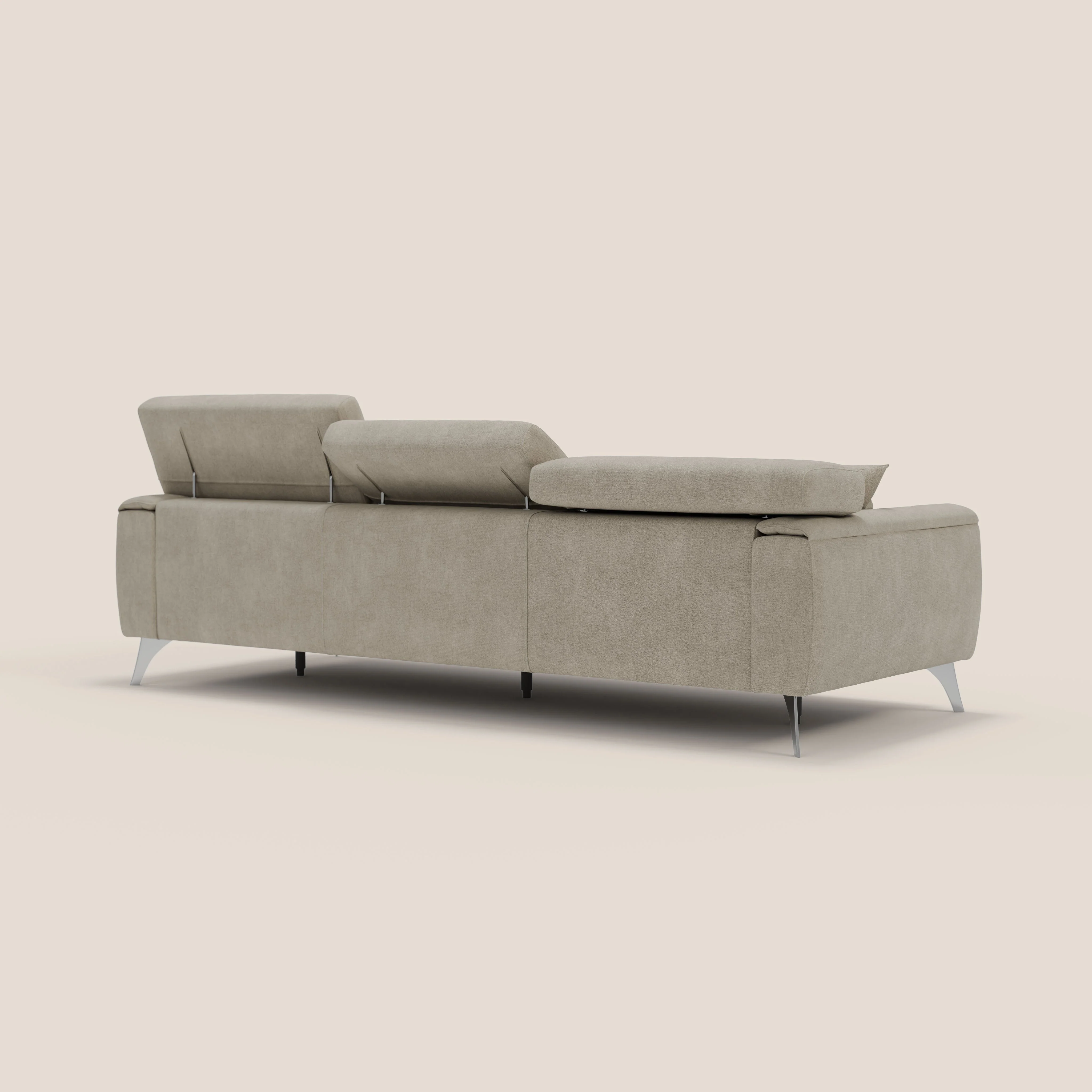 Caravaggio canapé 3 assises extensibles et têtières réglables en tissu imperméable T02 crème - Image 7