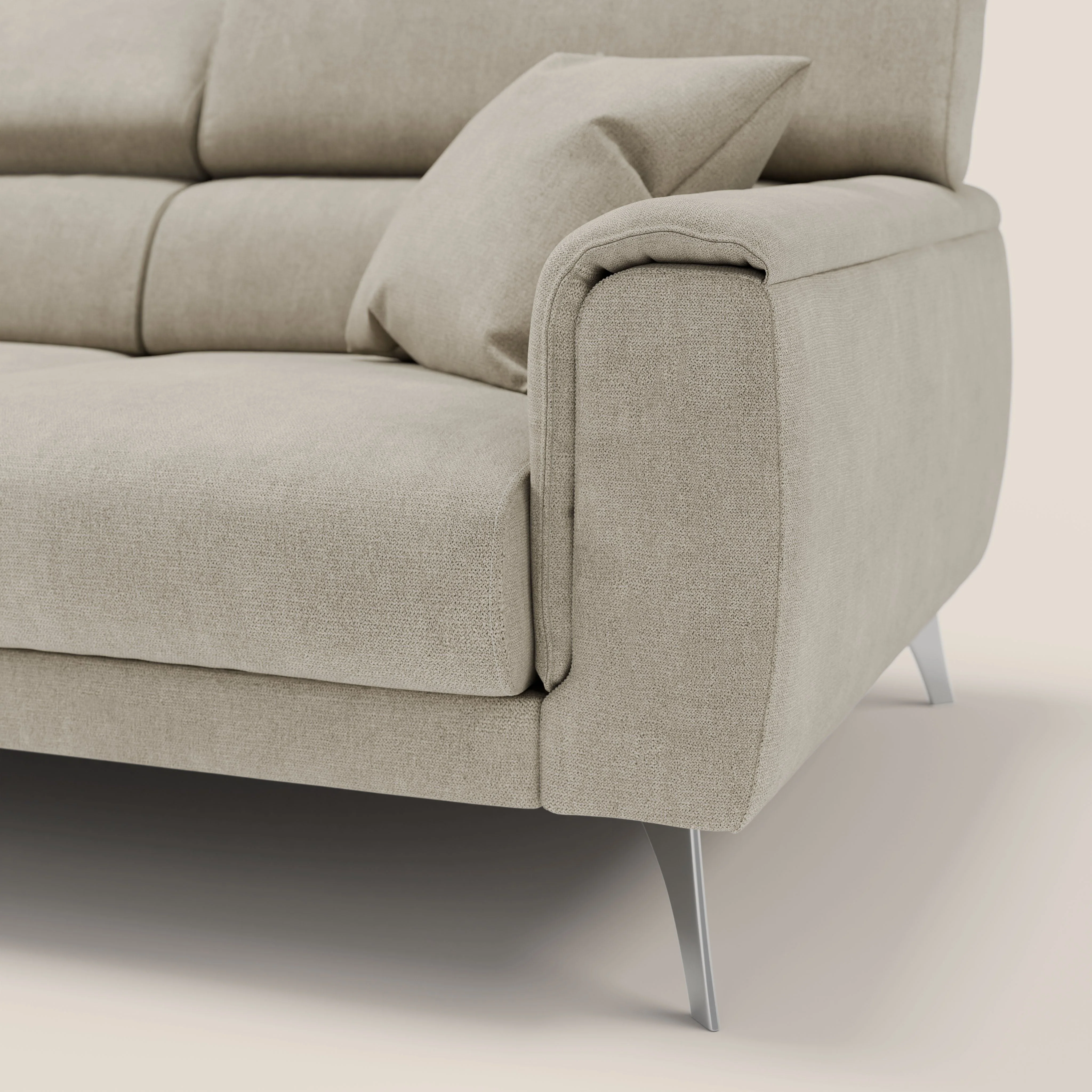 Caravaggio canapé 3 assises extensibles et têtières réglables en tissu imperméable T02 crème - Image 9