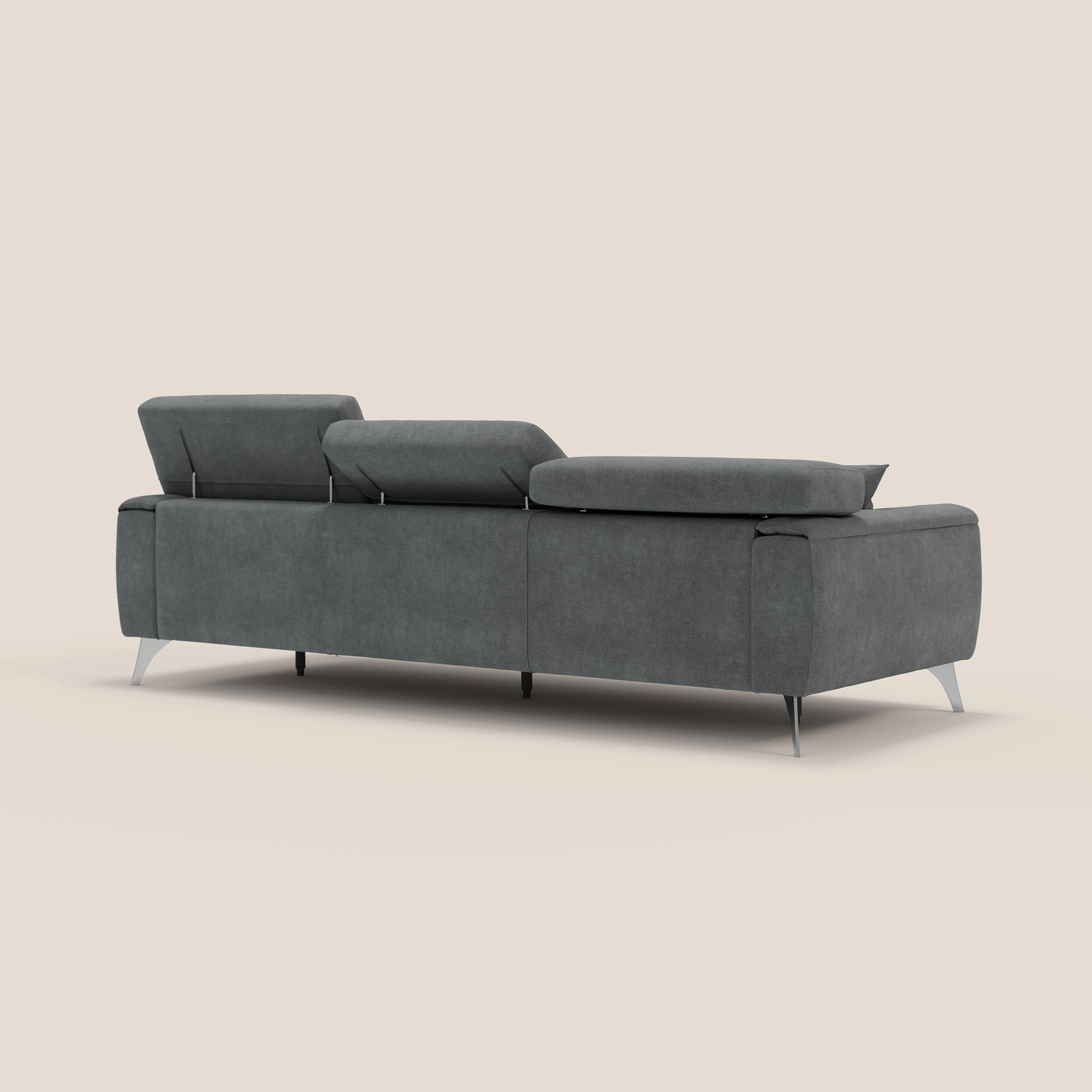 Caravaggio canapé 3 assises extensibles et têtières réglables en tissu imperméable T02 gris - Image 7