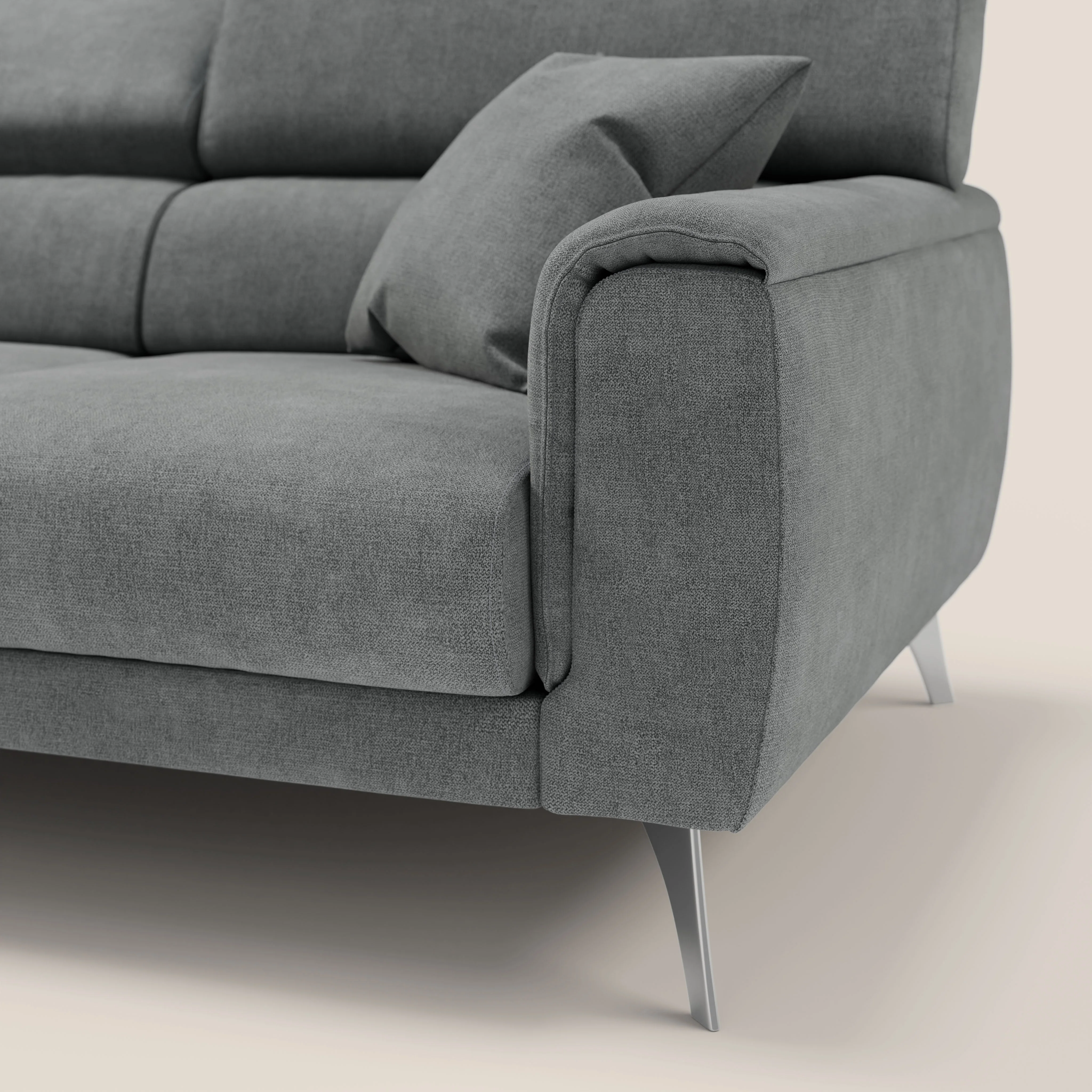 Caravaggio canapé 3 assises extensibles et têtières réglables en tissu imperméable T02 gris - Image 9