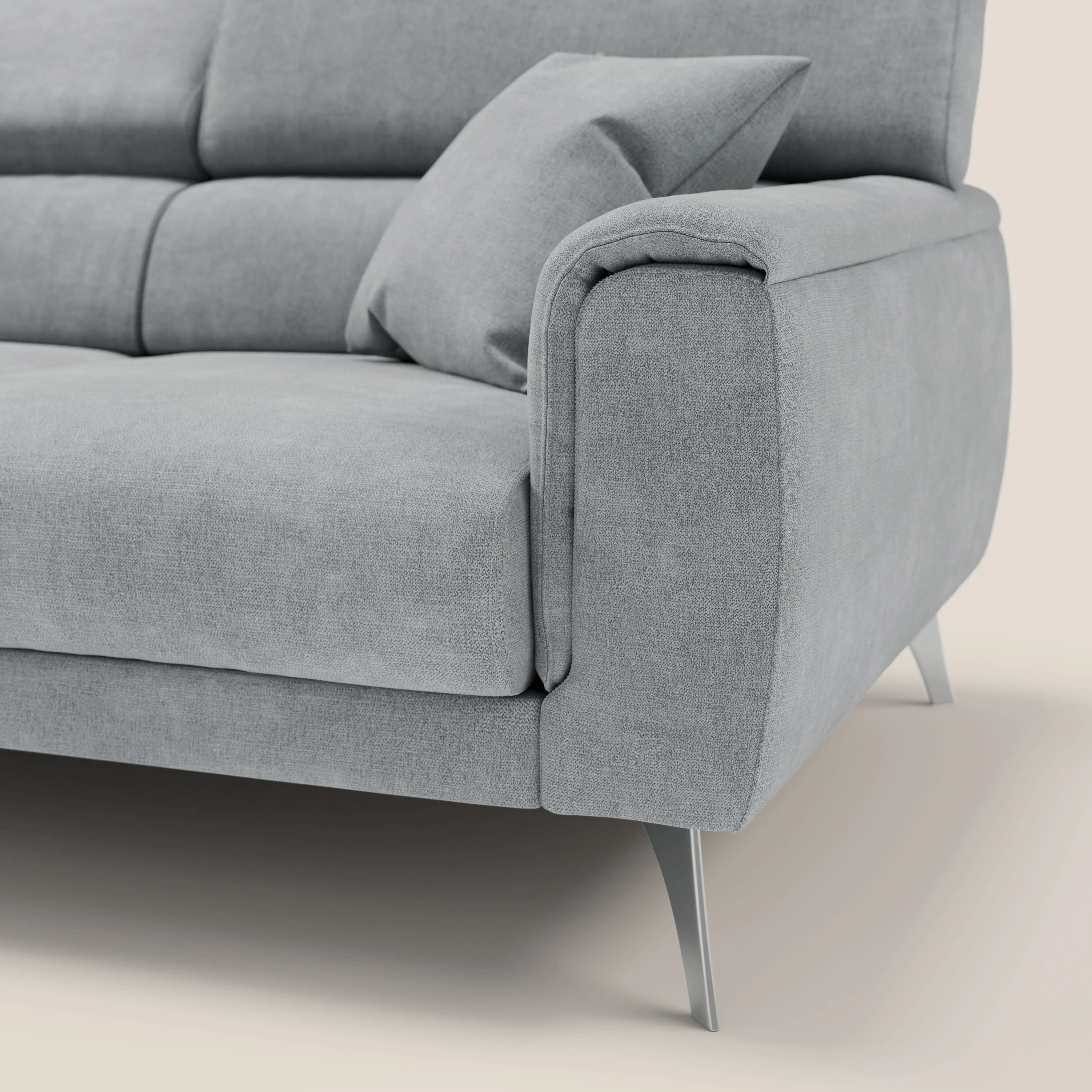 Caravaggio canapé 3 assises extensibles et têtières réglables en tissu imperméable T02 gris clair - Image 9