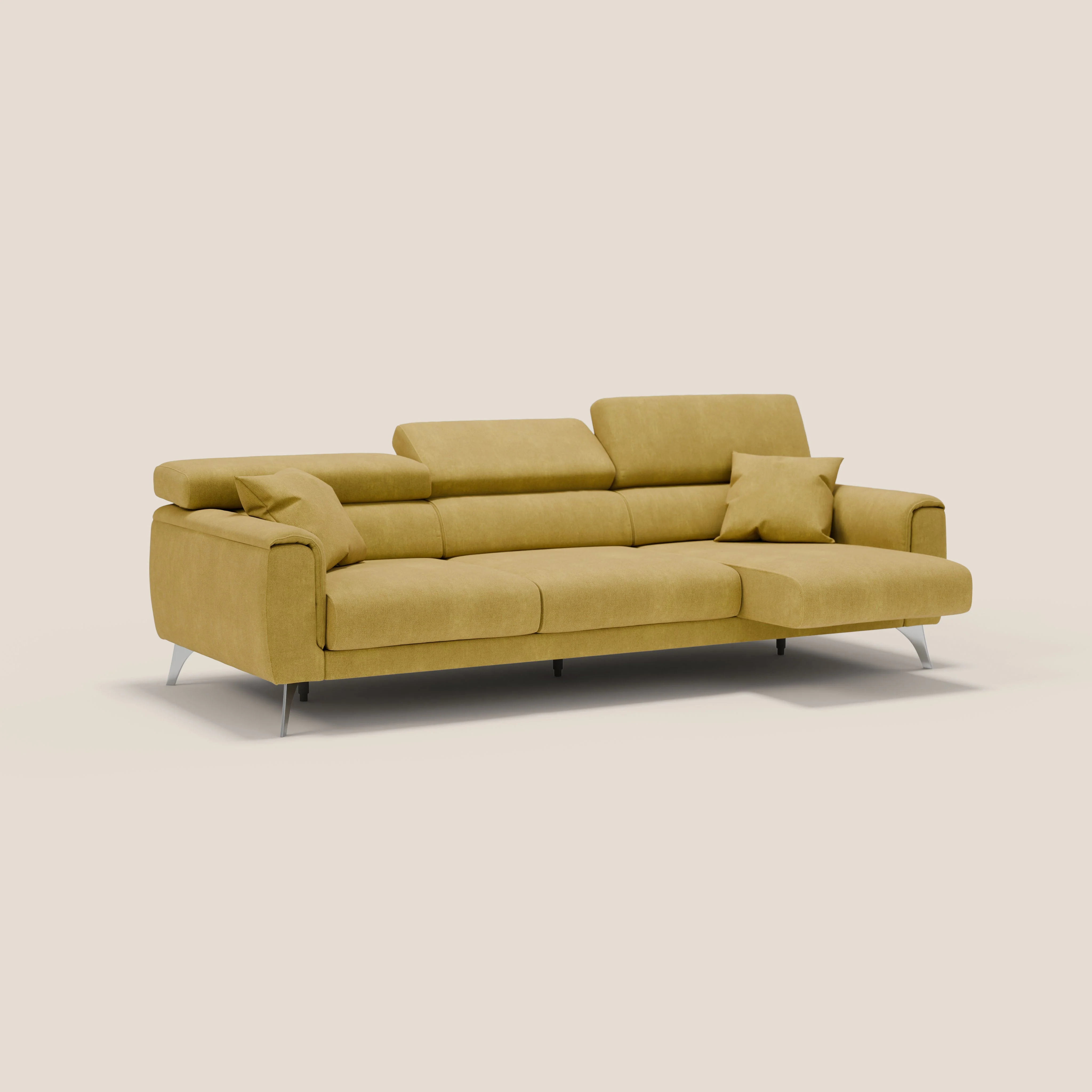 Caravaggio canapé 3 assises extensibles et têtières réglables en tissu imperméable T02 jaune - Image 2