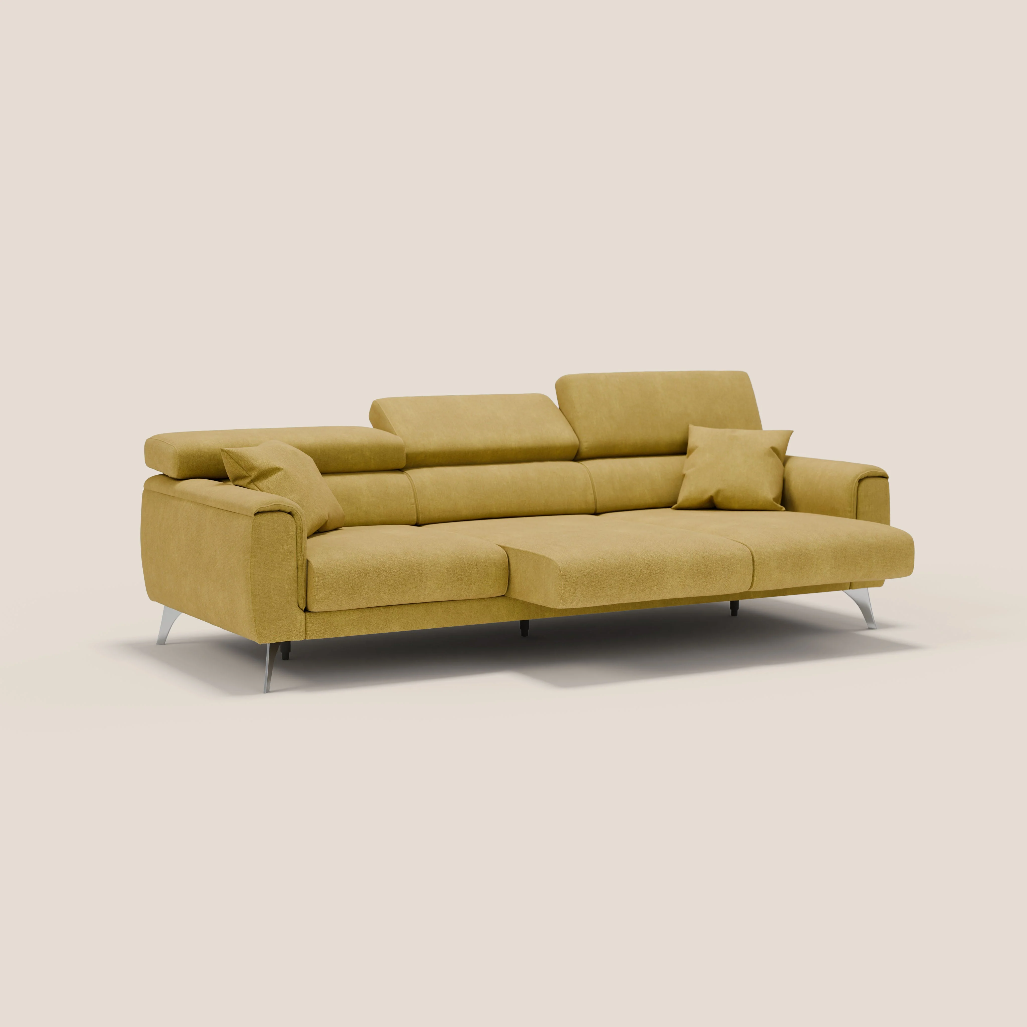 Caravaggio canapé 3 assises extensibles et têtières réglables en tissu imperméable T02 jaune - Image 4