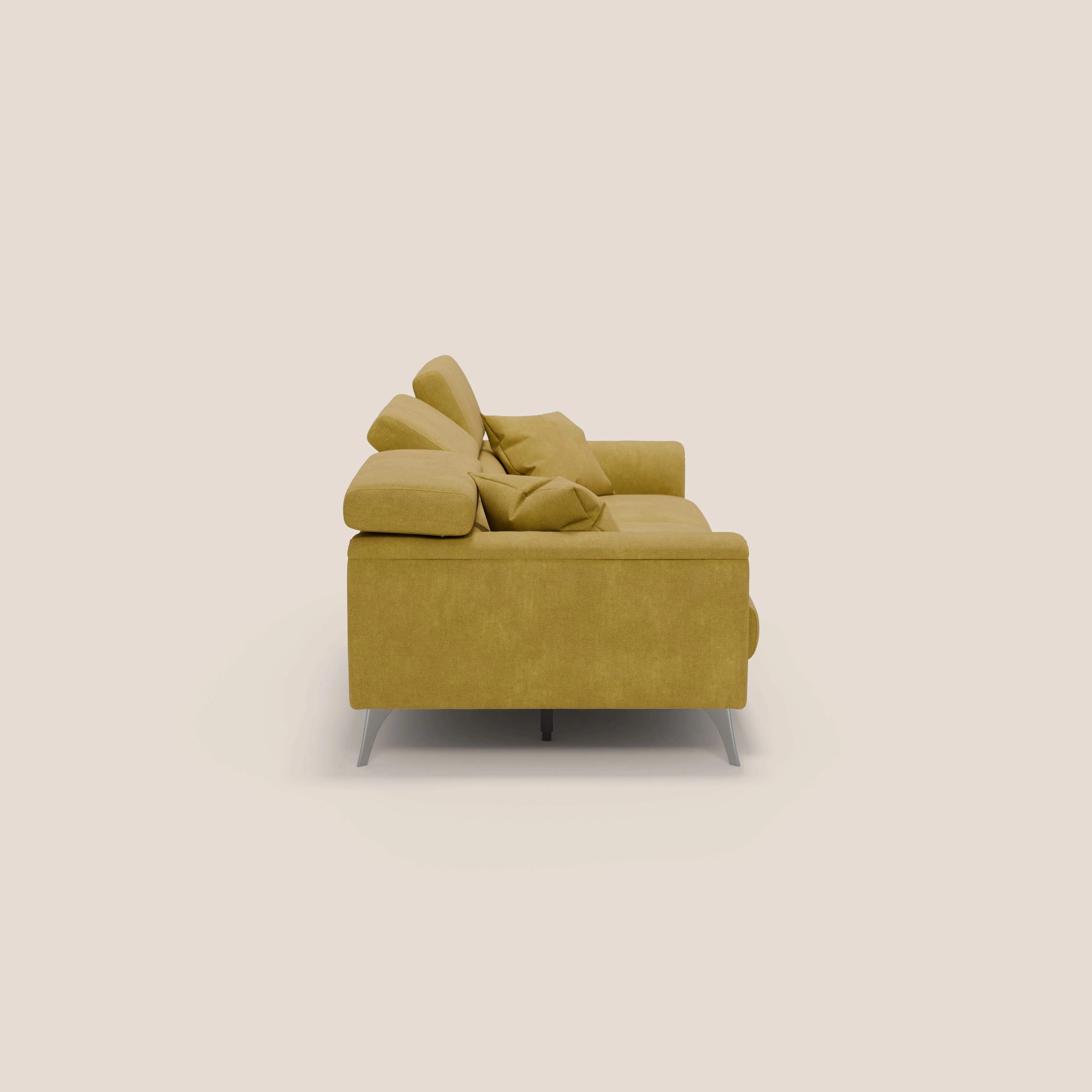 Caravaggio canapé 3 assises extensibles et têtières réglables en tissu imperméable T02 jaune - Image 6