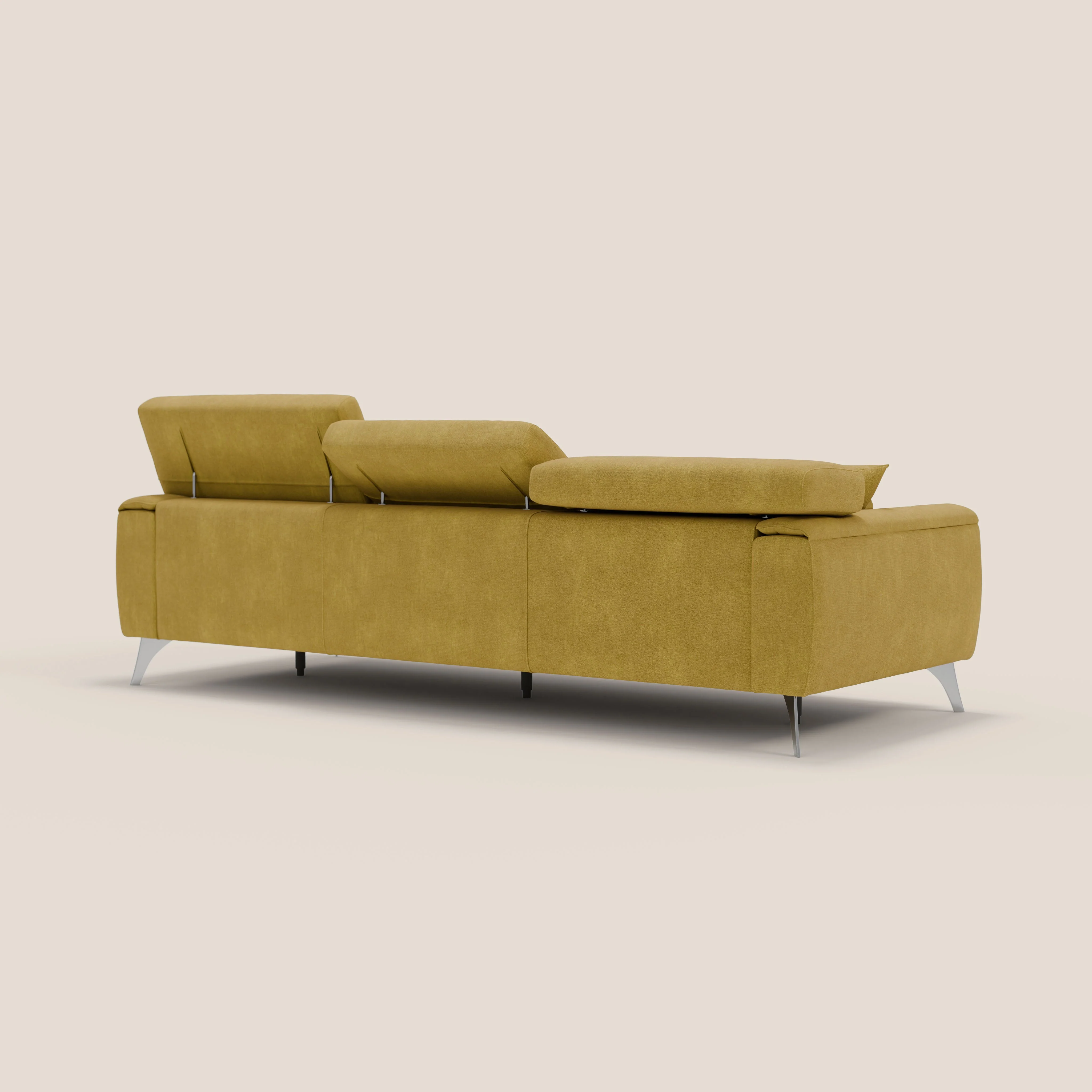 Caravaggio canapé 3 assises extensibles et têtières réglables en tissu imperméable T02 jaune - Image 7
