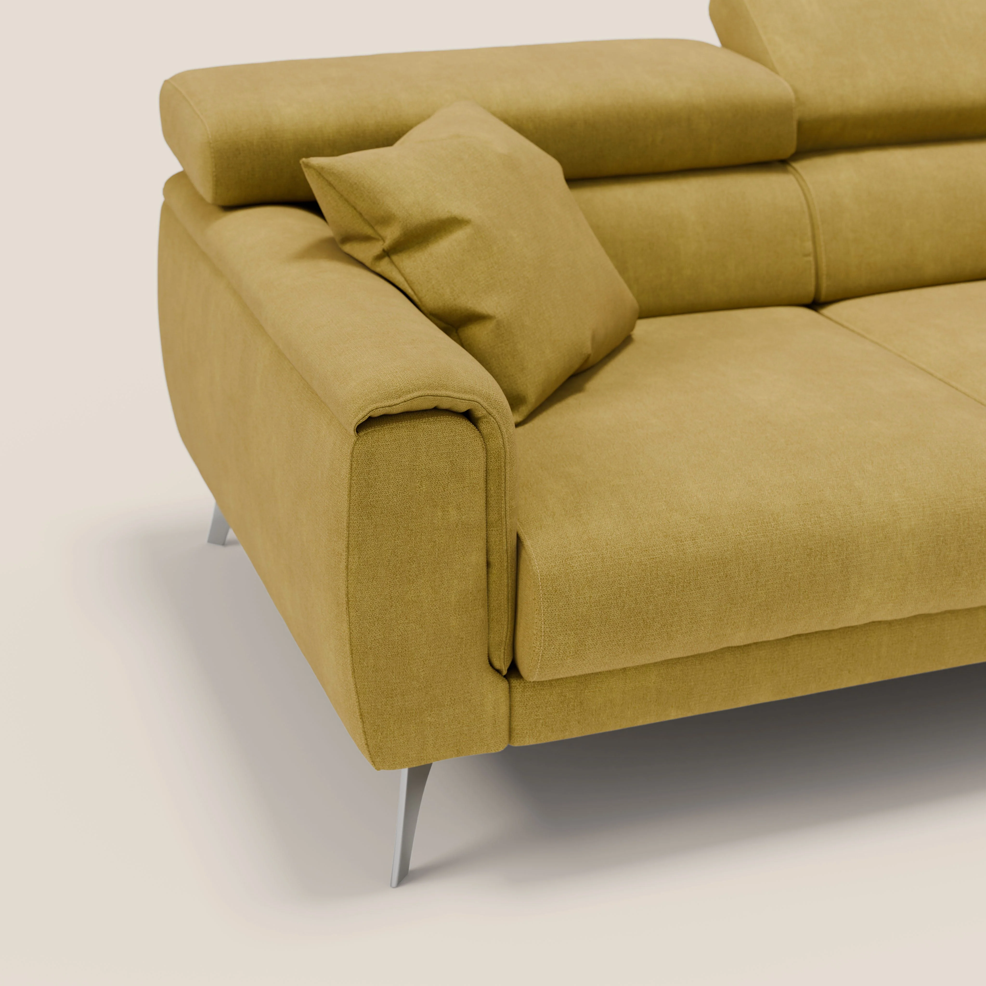 Caravaggio canapé 3 assises extensibles et têtières réglables en tissu imperméable T02 jaune - Image 8