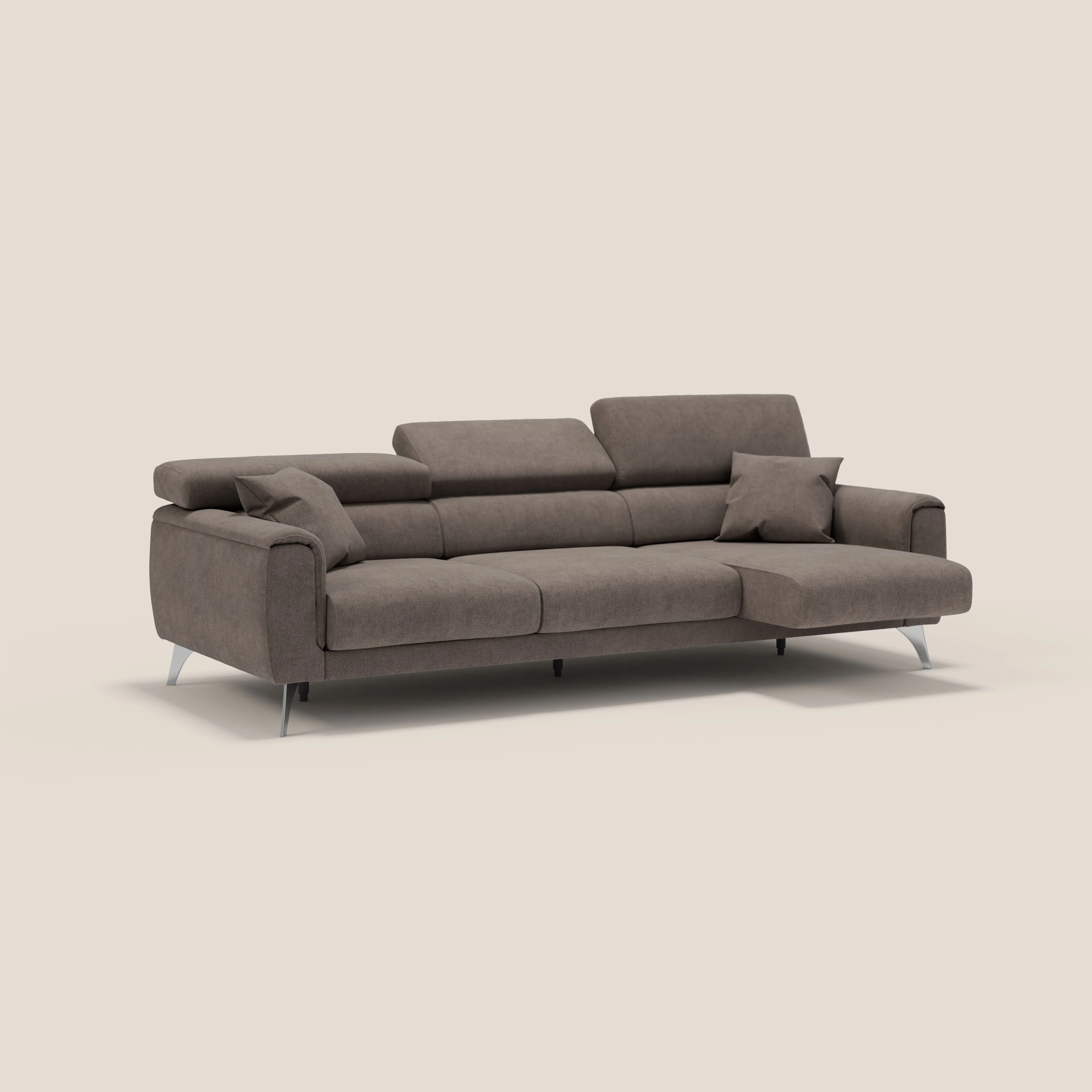 Caravaggio canapé 3 assises extensibles et têtières réglables en tissu imperméable T02 marron - Image 2