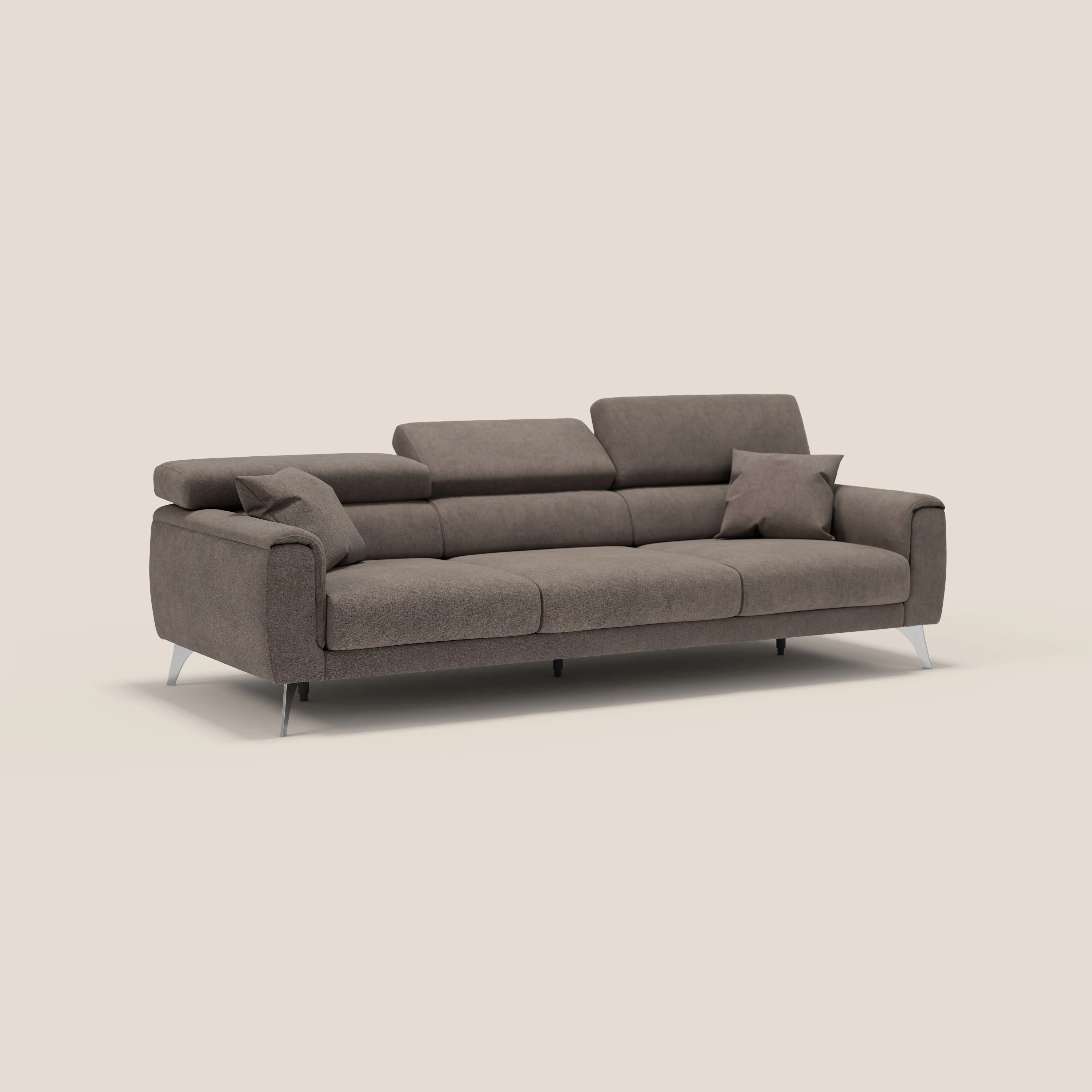 Caravaggio canapé 3 assises extensibles et têtières réglables en tissu imperméable T02 marron - Image 3