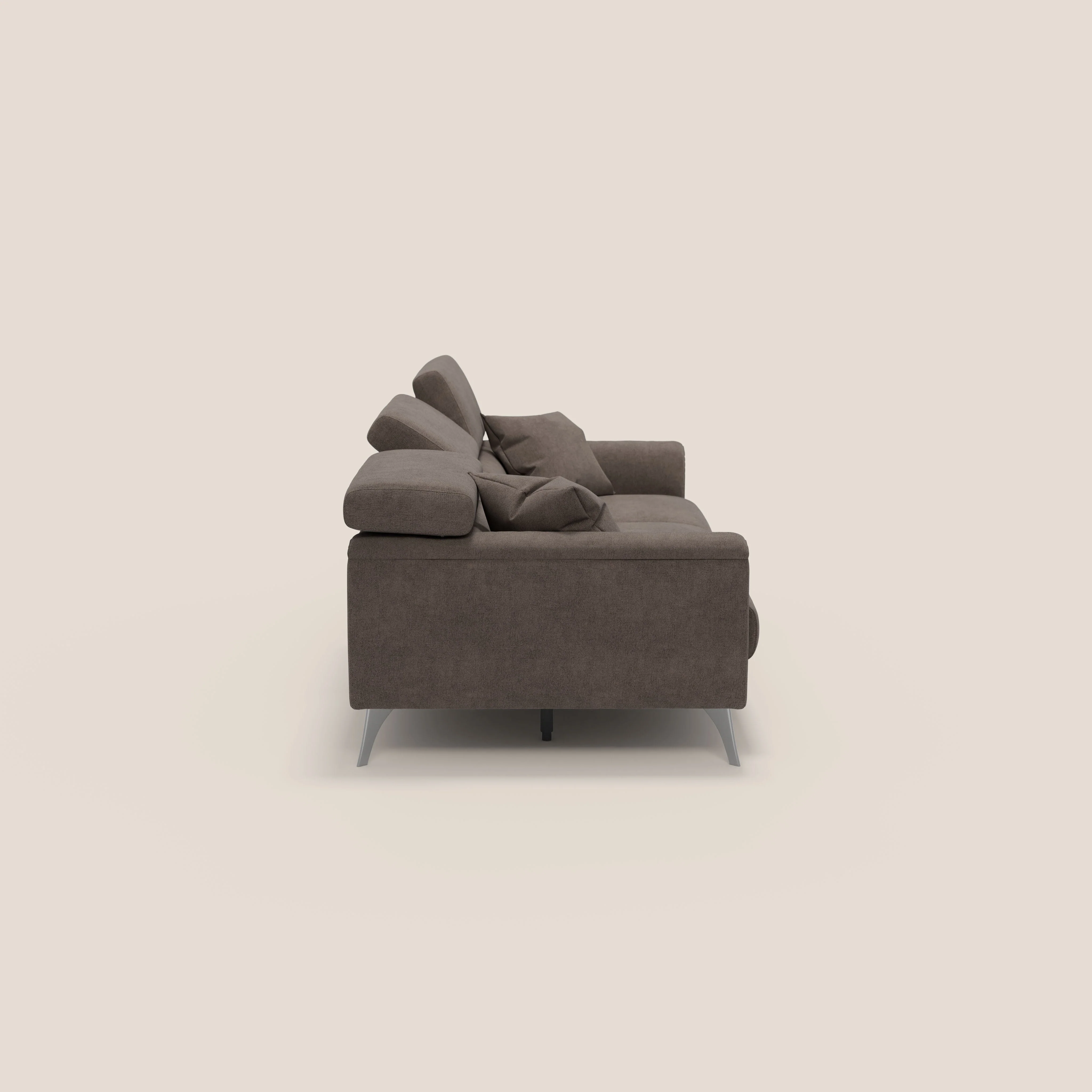 Caravaggio canapé 3 assises extensibles et têtières réglables en tissu imperméable T02 marron - Image 6