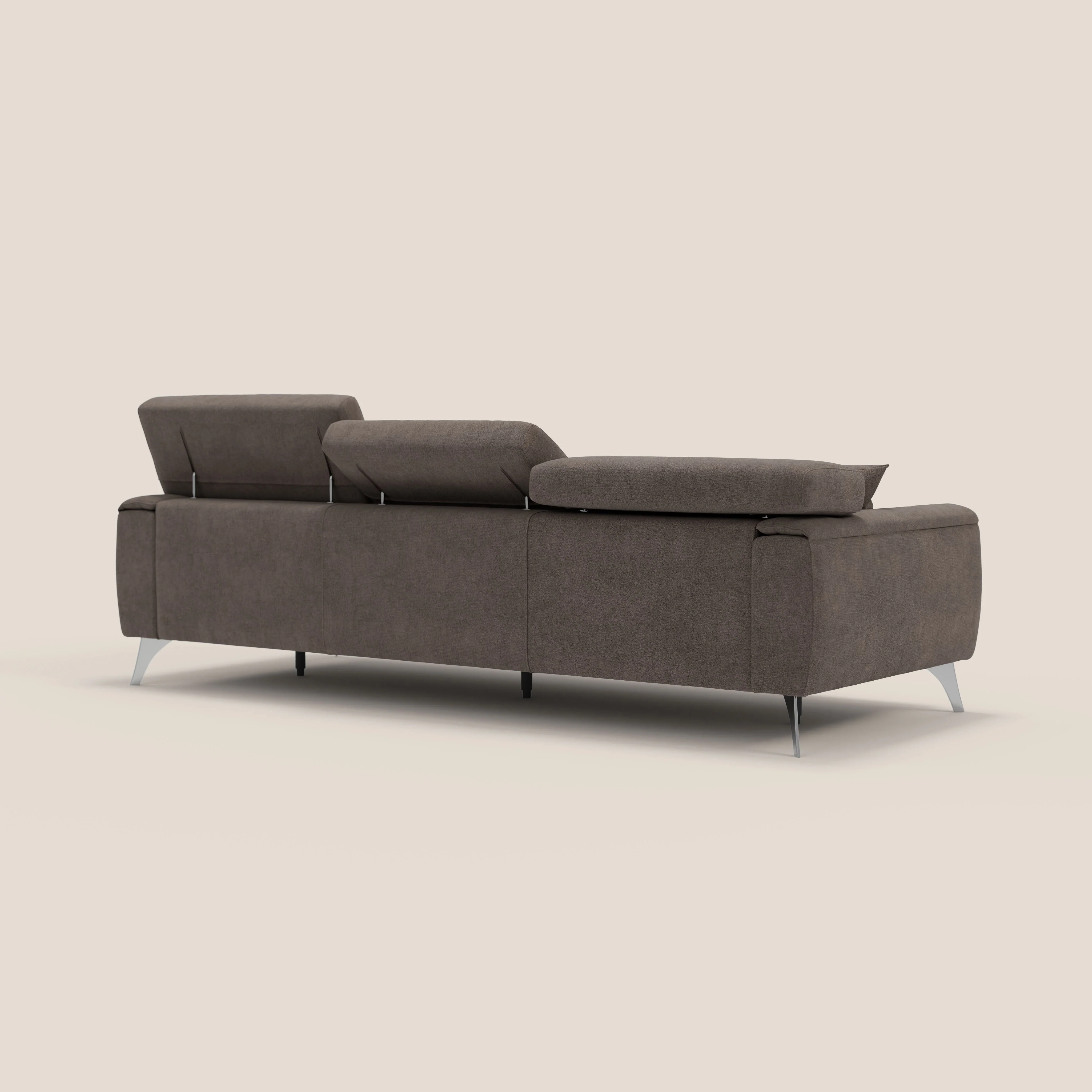 Caravaggio canapé 3 assises extensibles et têtières réglables en tissu imperméable T02 marron - Image 7