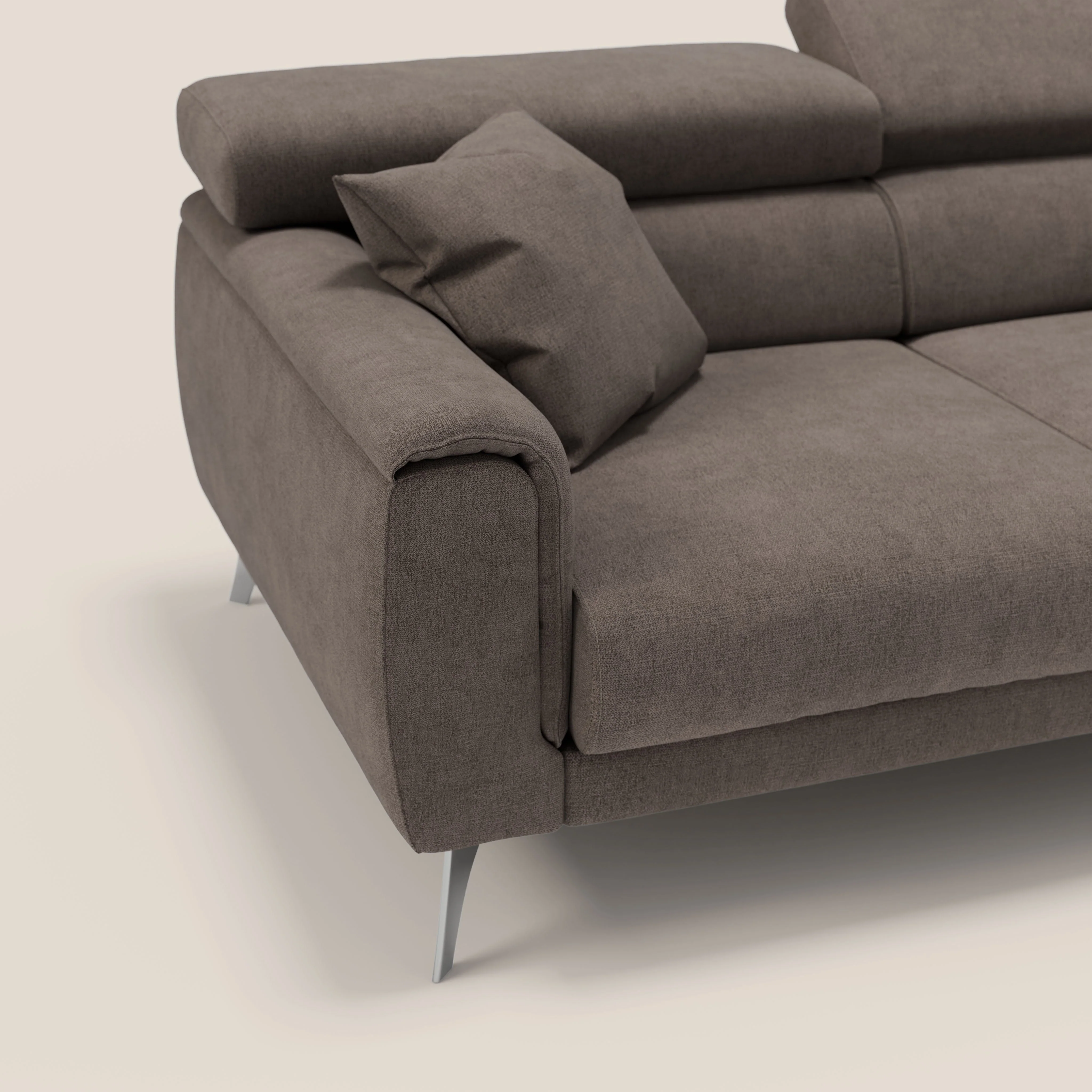 Caravaggio canapé 3 assises extensibles et têtières réglables en tissu imperméable T02 marron - Image 8