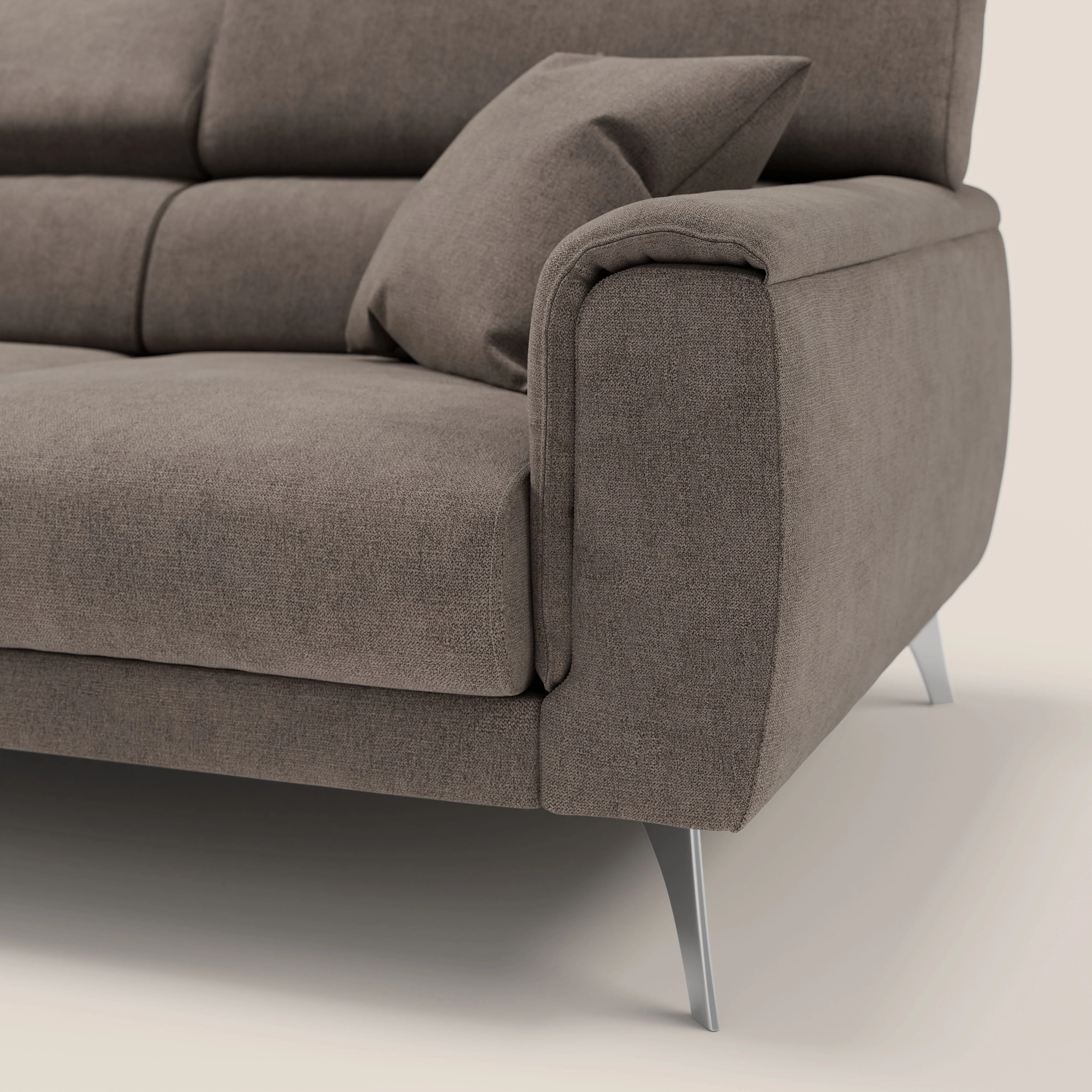 Caravaggio canapé 3 assises extensibles et têtières réglables en tissu imperméable T02 marron - Image 9