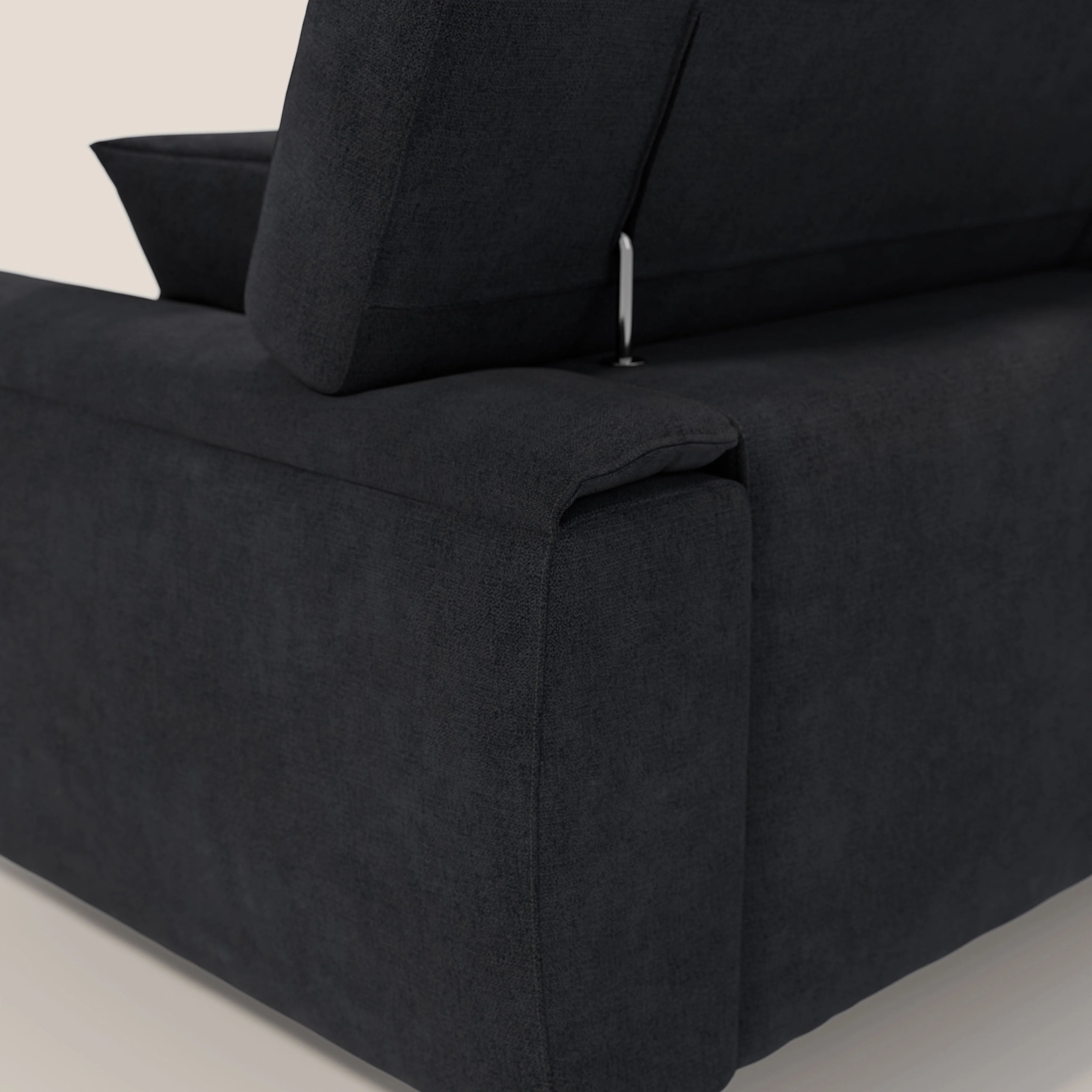 Caravaggio canapé 3 assises extensibles et têtières réglables en tissu imperméable T02 noir - Image 10