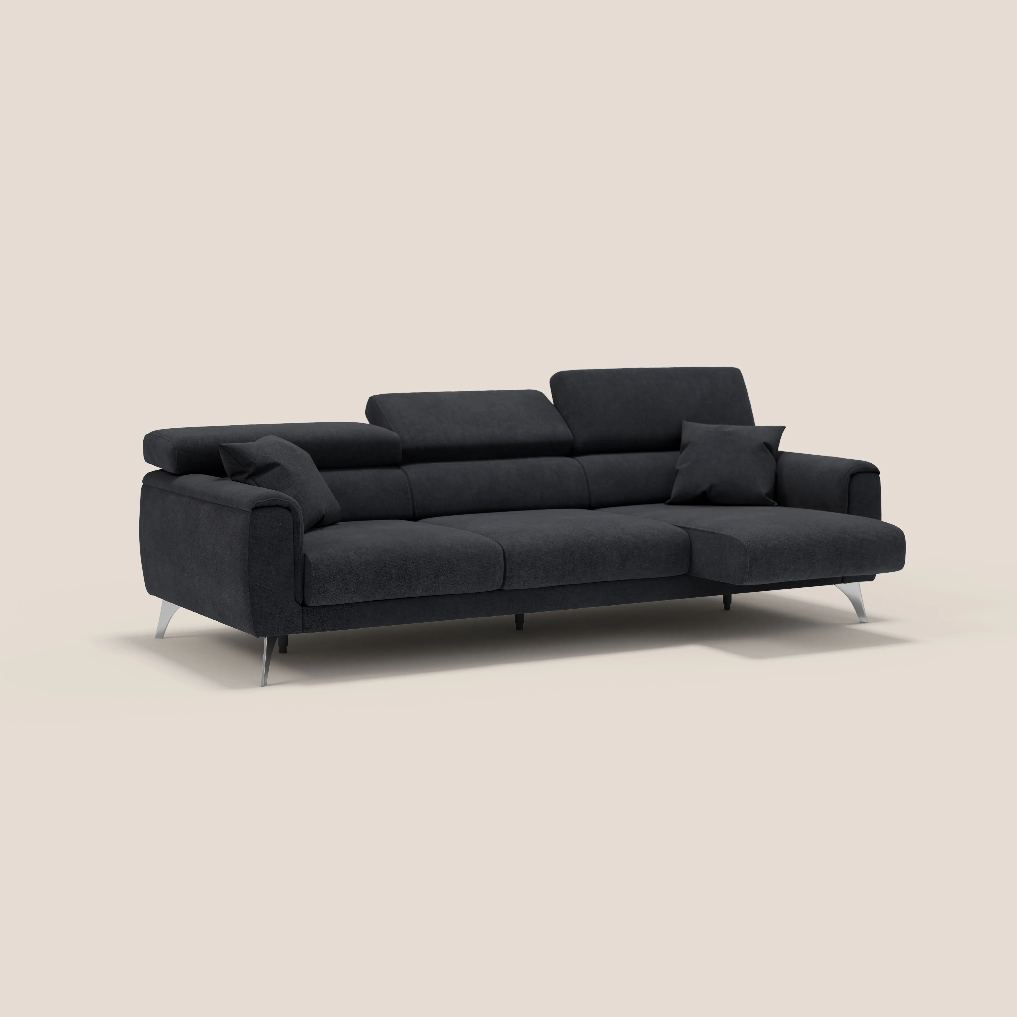Caravaggio canapé 3 assises extensibles et têtières réglables en tissu imperméable T02 noir - Image 2