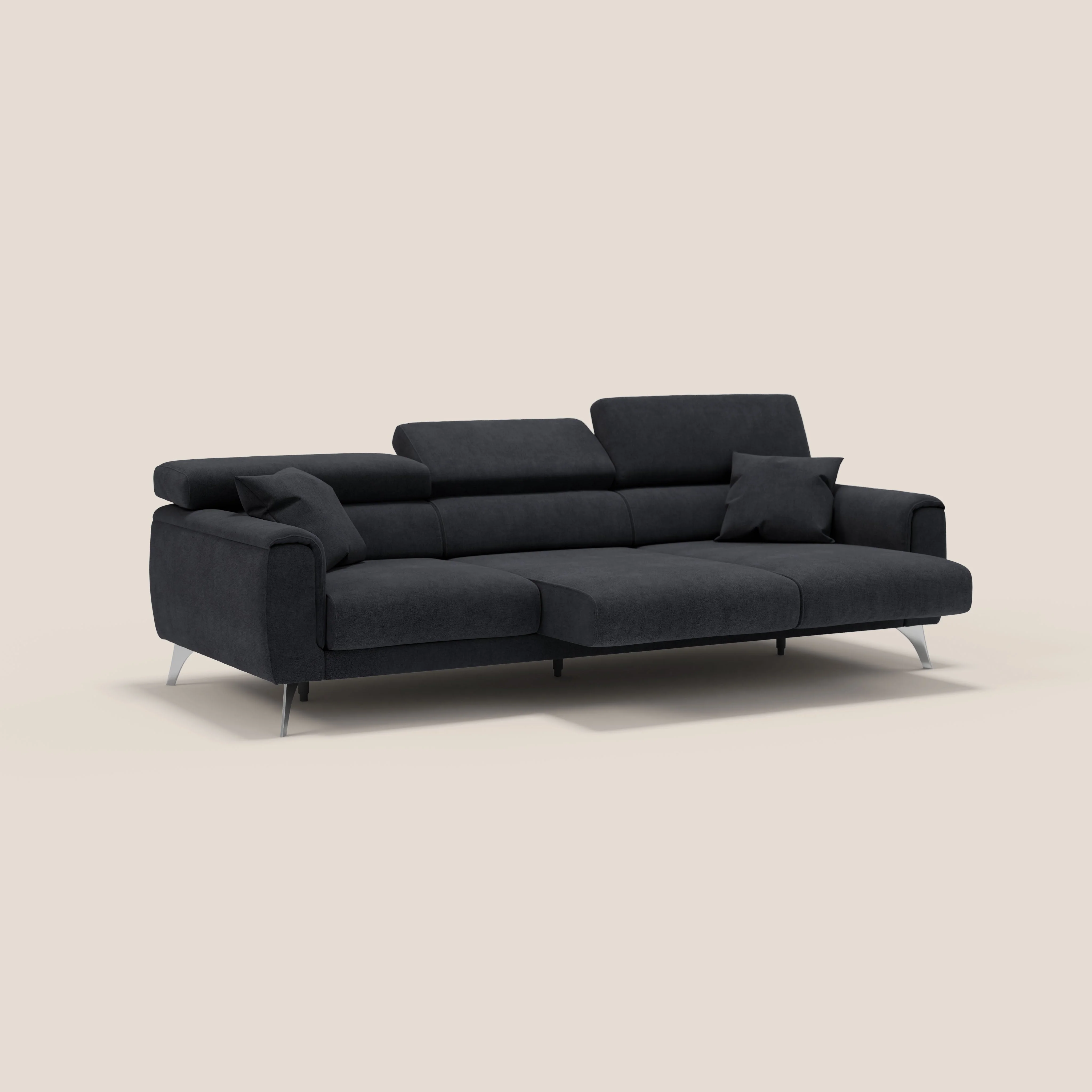 Caravaggio canapé 3 assises extensibles et têtières réglables en tissu imperméable T02 noir - Image 4