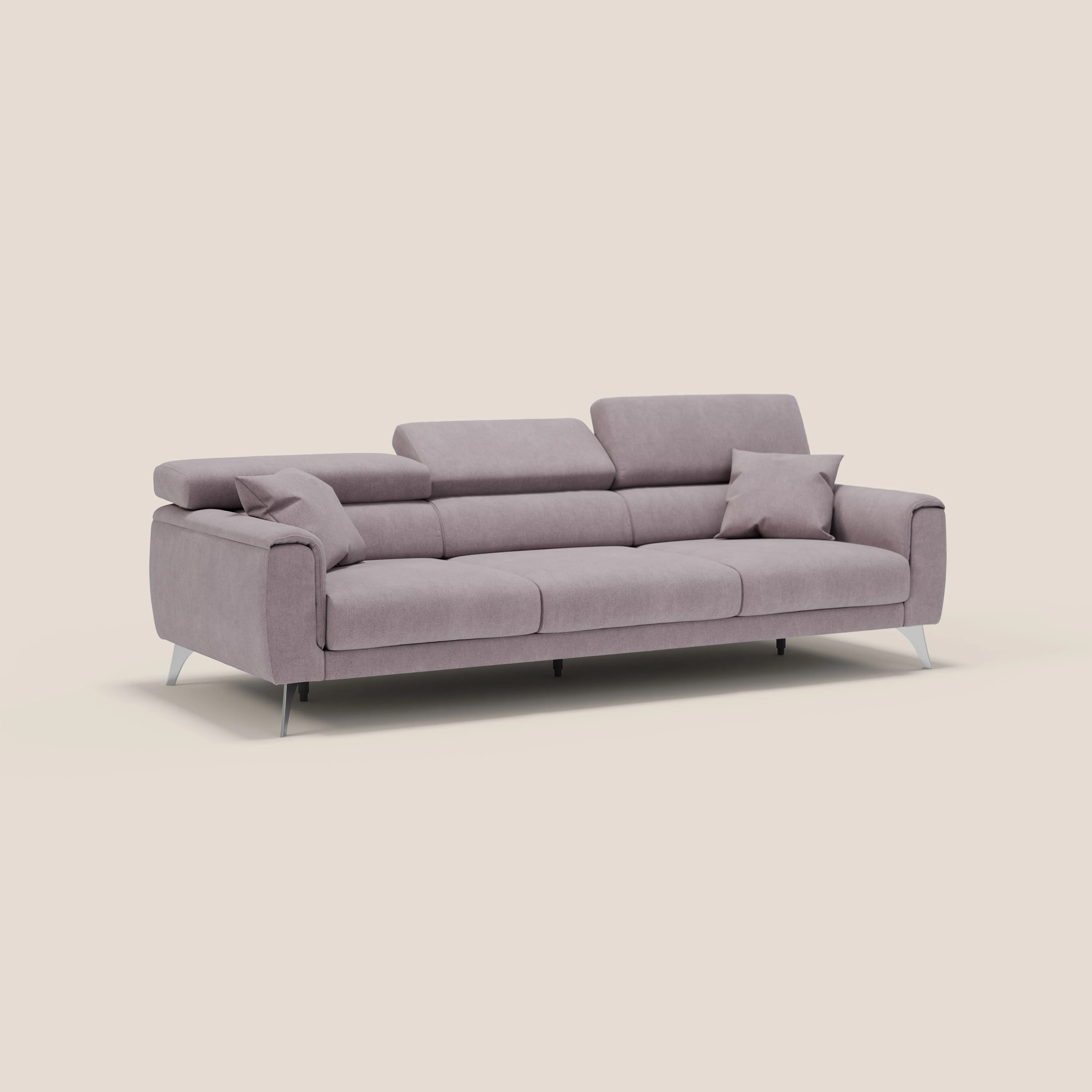Caravaggio canapé 3 assises extensibles et têtières réglables en tissu imperméable T02 rose - Image 3