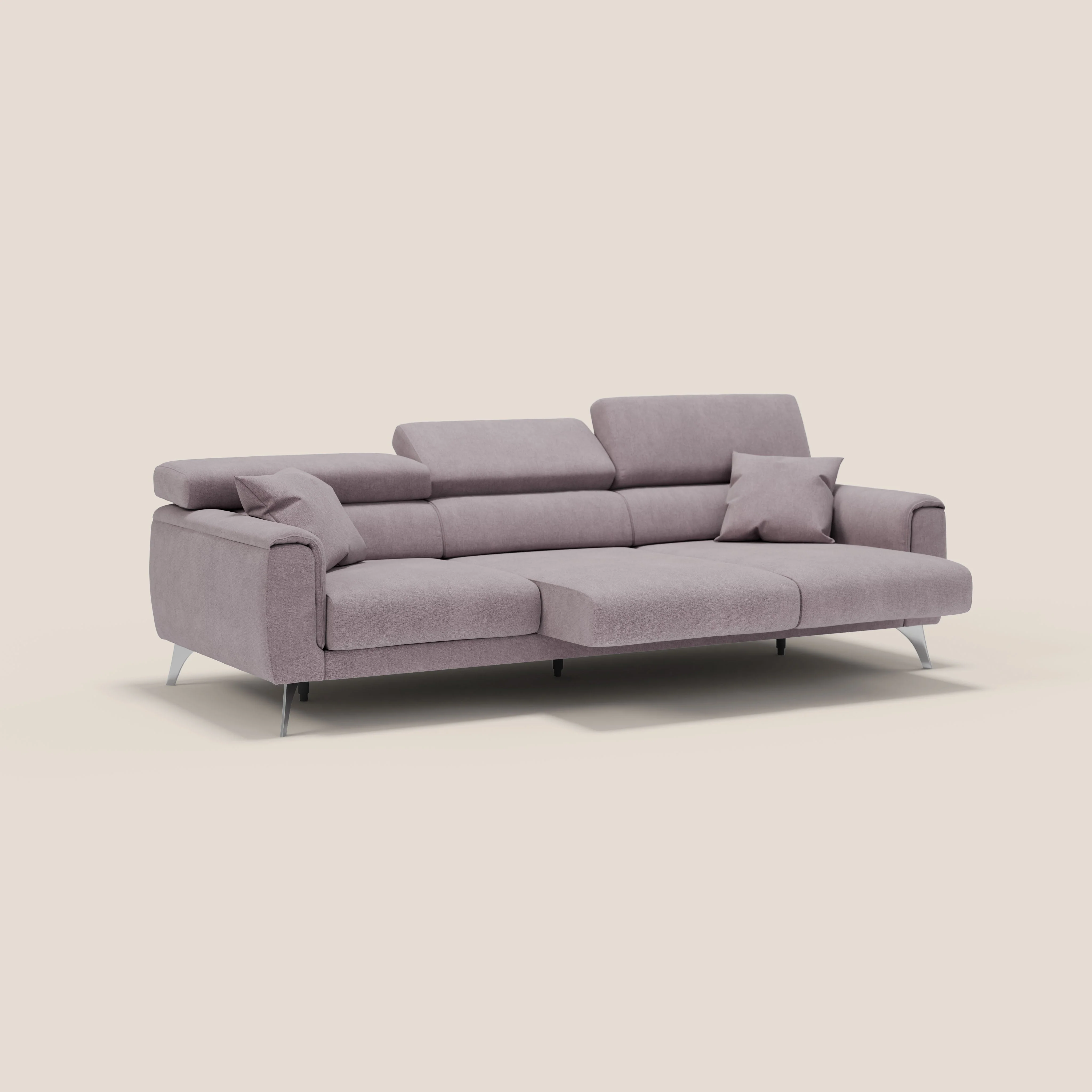 Caravaggio canapé 3 assises extensibles et têtières réglables en tissu imperméable T02 rose - Image 4