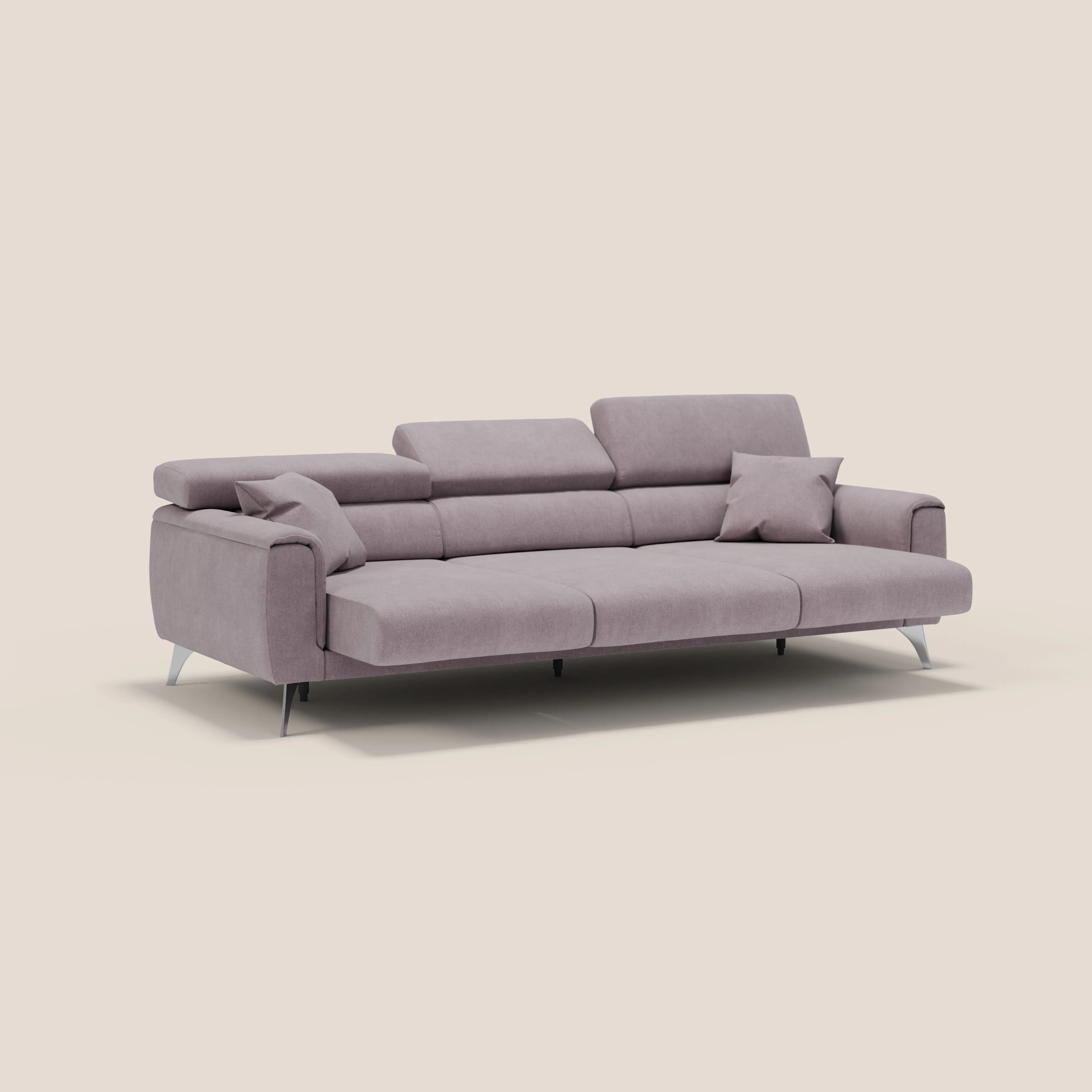 Caravaggio canapé 3 assises extensibles et têtières réglables en tissu imperméable T02 rose - Image 5