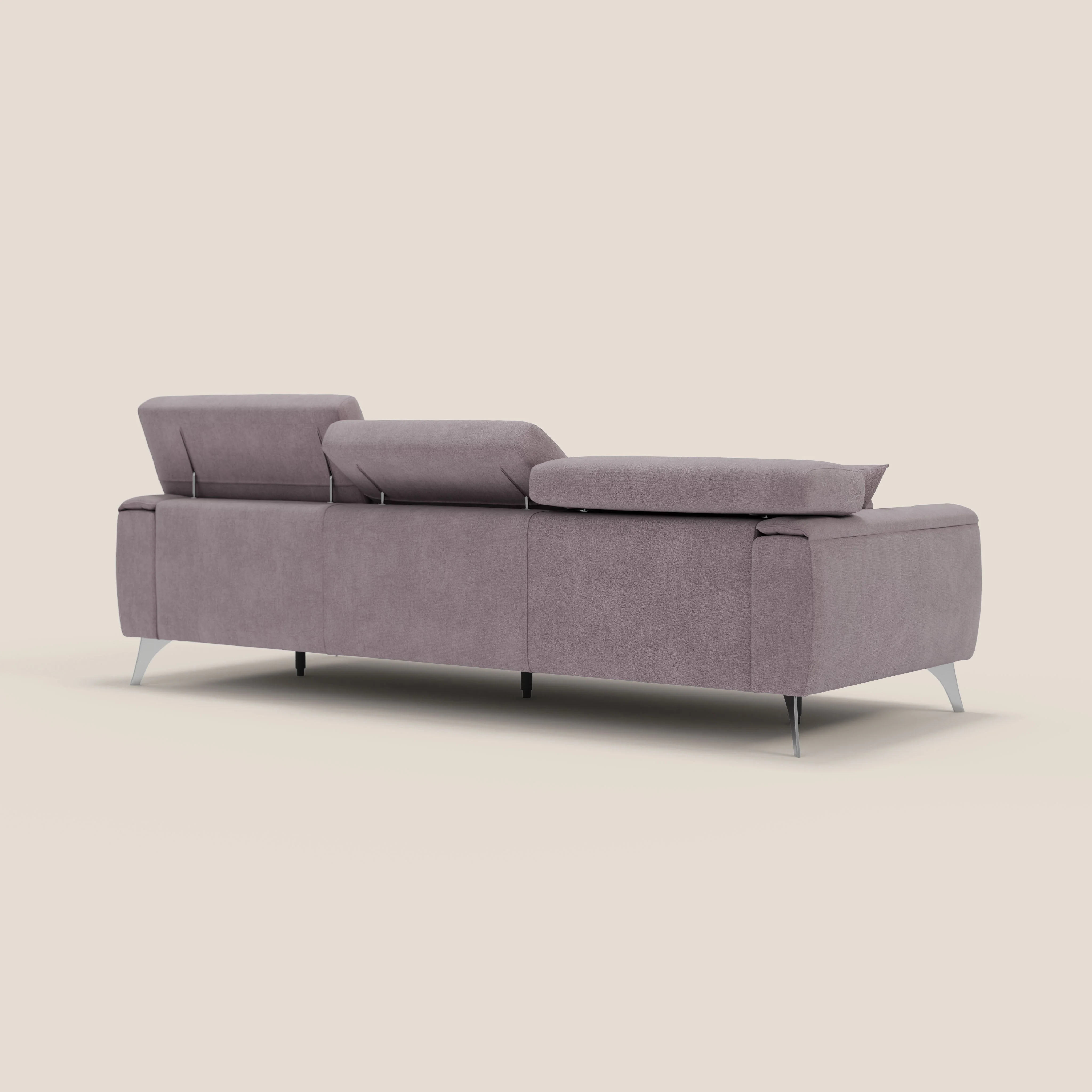 Caravaggio canapé 3 assises extensibles et têtières réglables en tissu imperméable T02 rose - Image 7